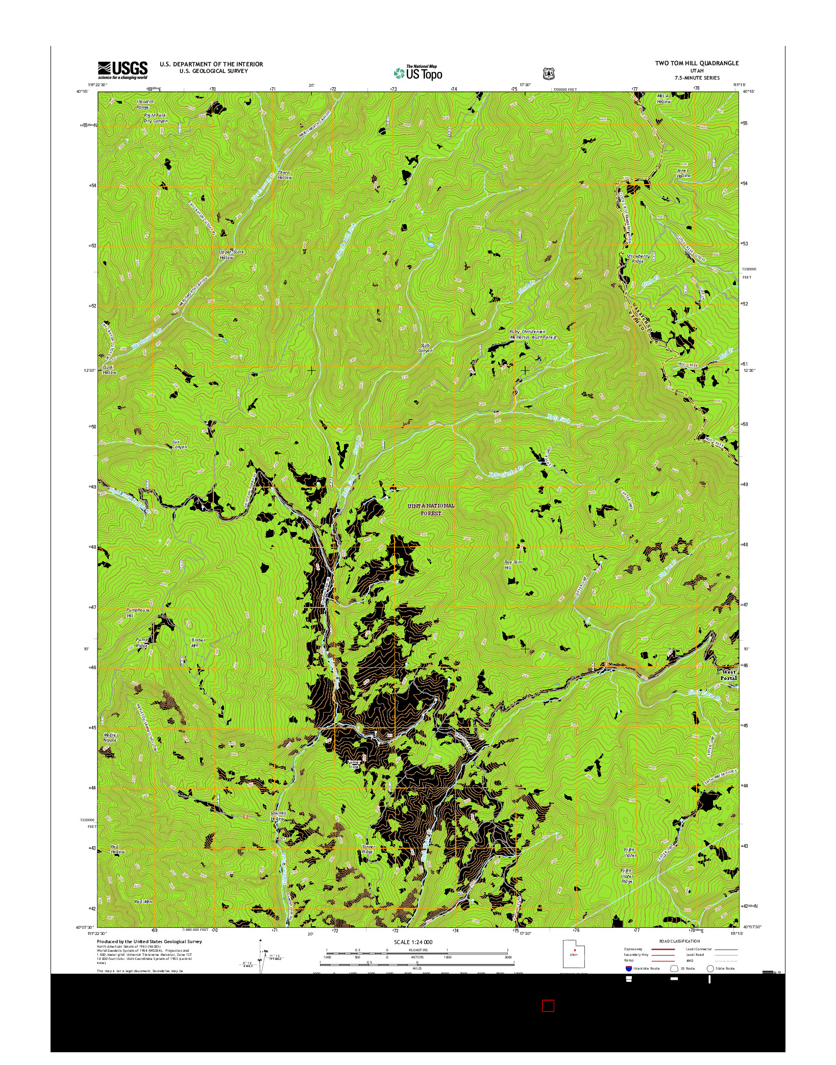 USGS US TOPO 7.5-MINUTE MAP FOR TWO TOM HILL, UT 2017