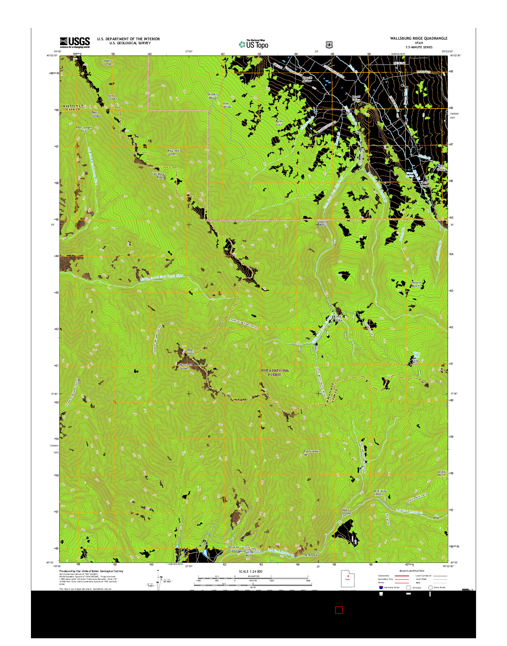 USGS US TOPO 7.5-MINUTE MAP FOR WALLSBURG RIDGE, UT 2017