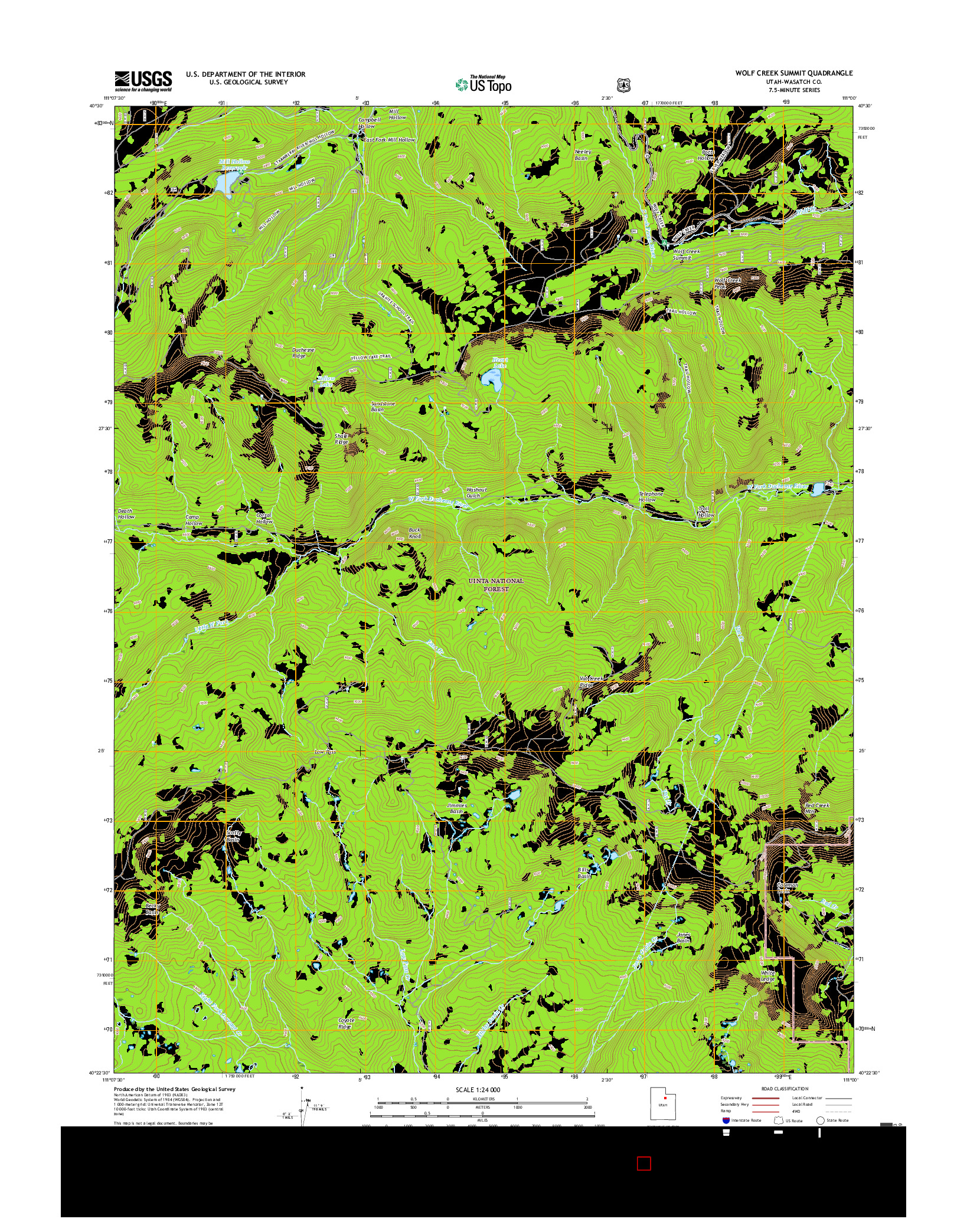 USGS US TOPO 7.5-MINUTE MAP FOR WOLF CREEK SUMMIT, UT 2017