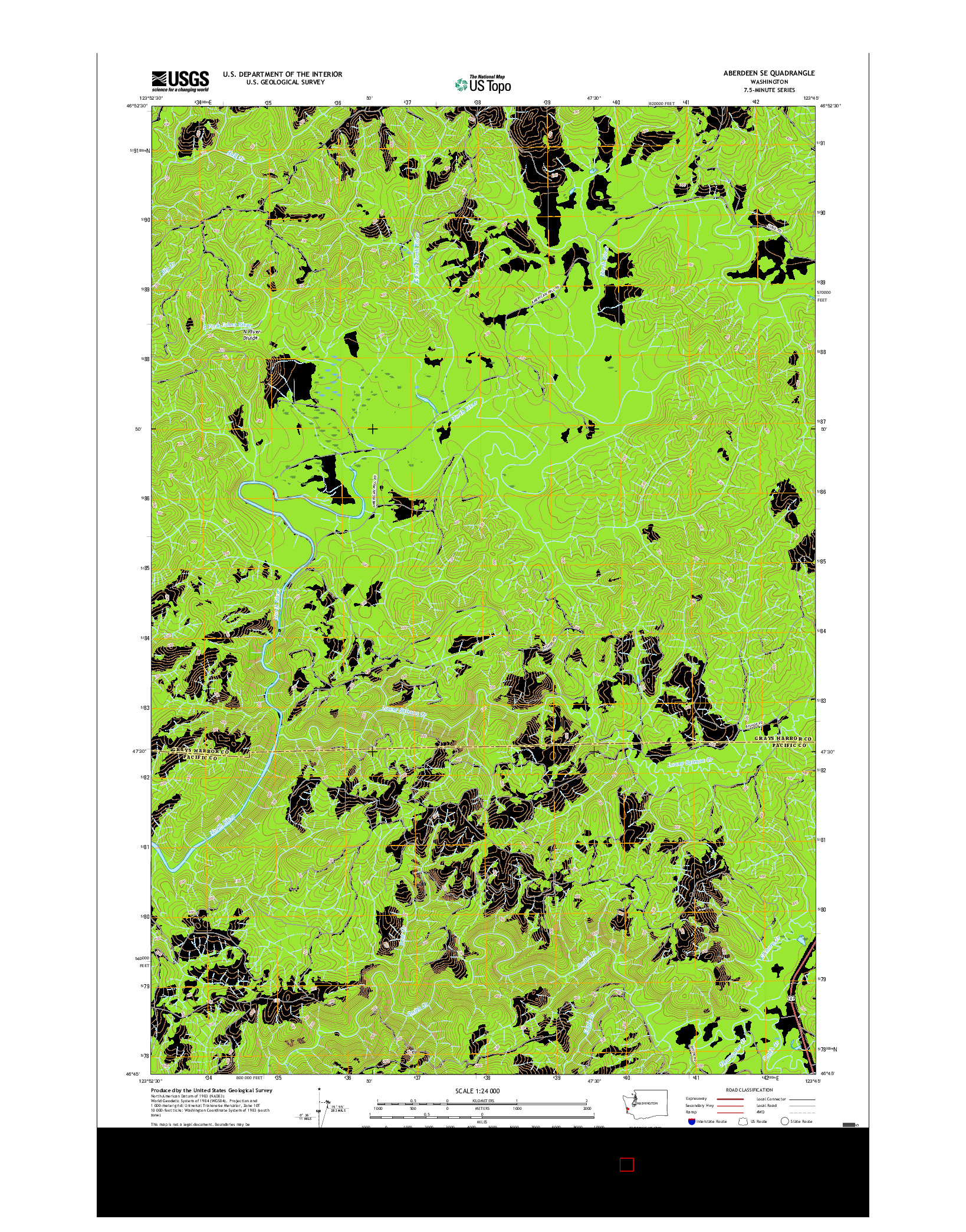 USGS US TOPO 7.5-MINUTE MAP FOR ABERDEEN SE, WA 2017