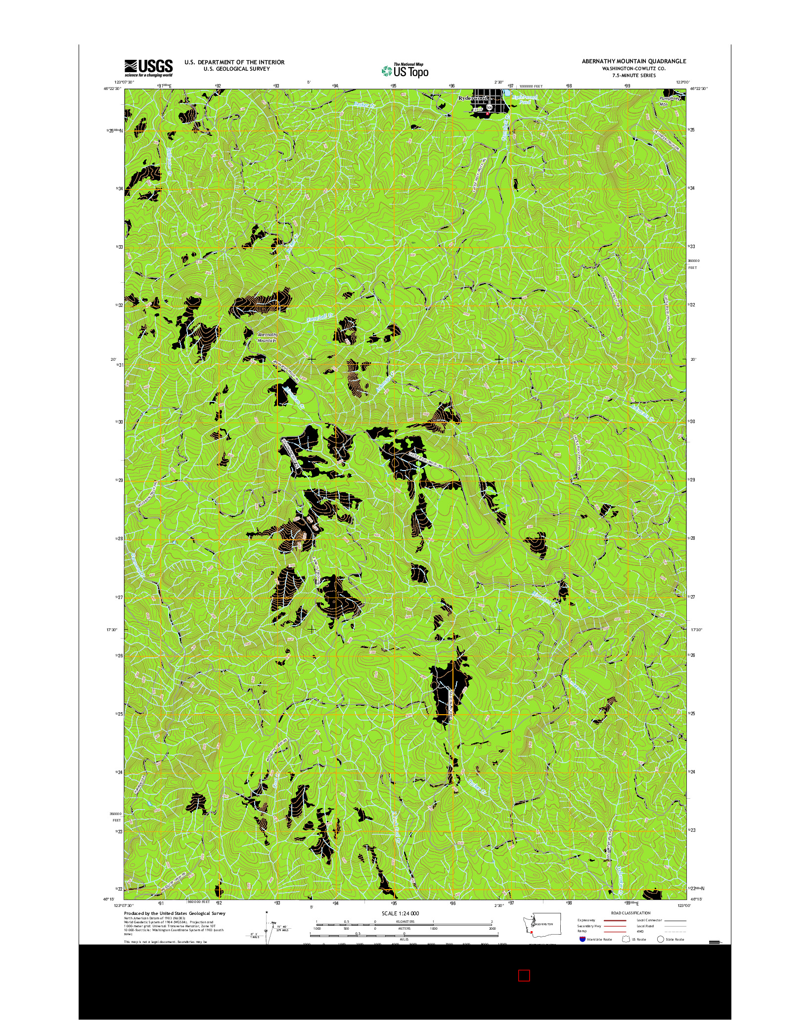 USGS US TOPO 7.5-MINUTE MAP FOR ABERNATHY MOUNTAIN, WA 2017