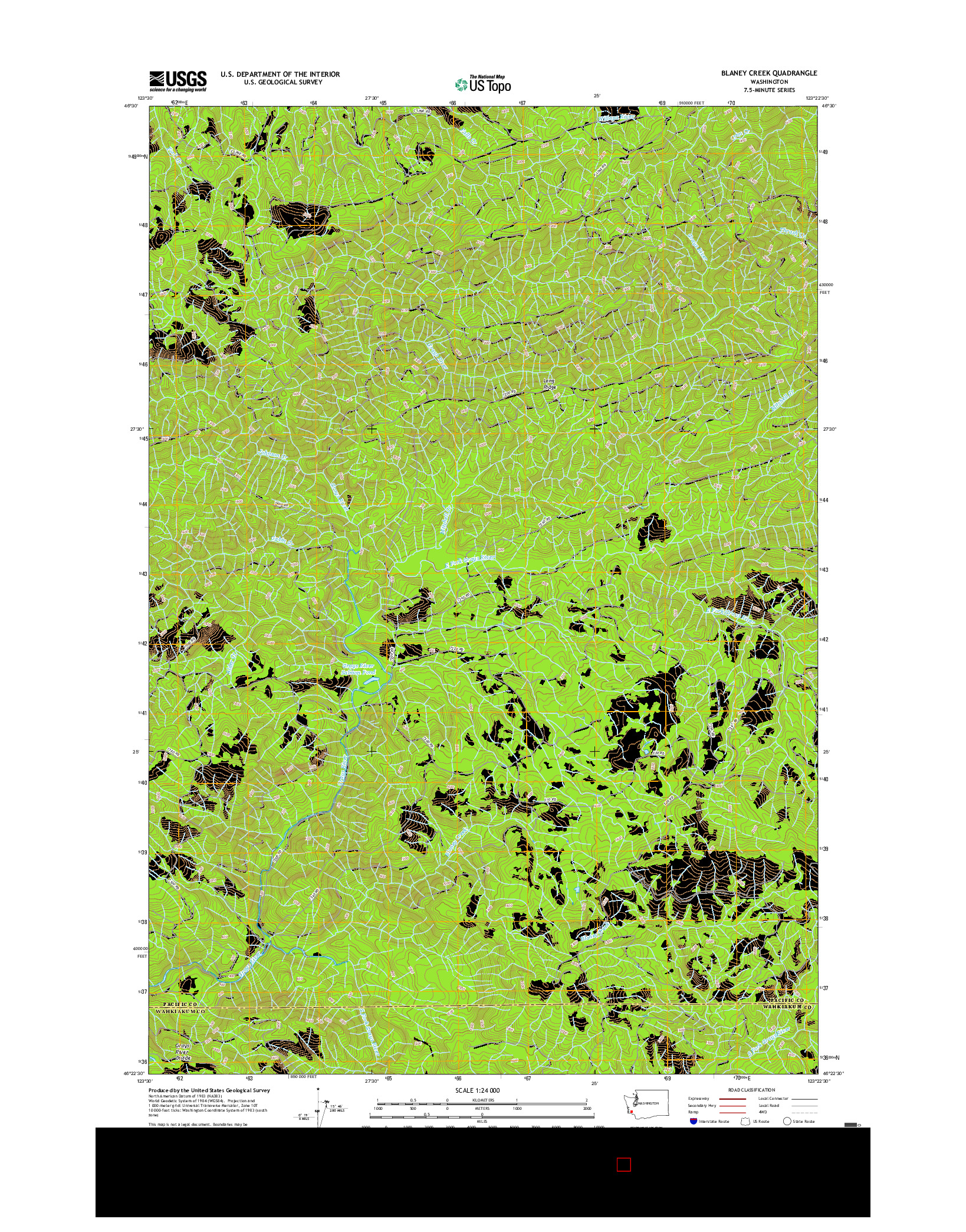 USGS US TOPO 7.5-MINUTE MAP FOR BLANEY CREEK, WA 2017