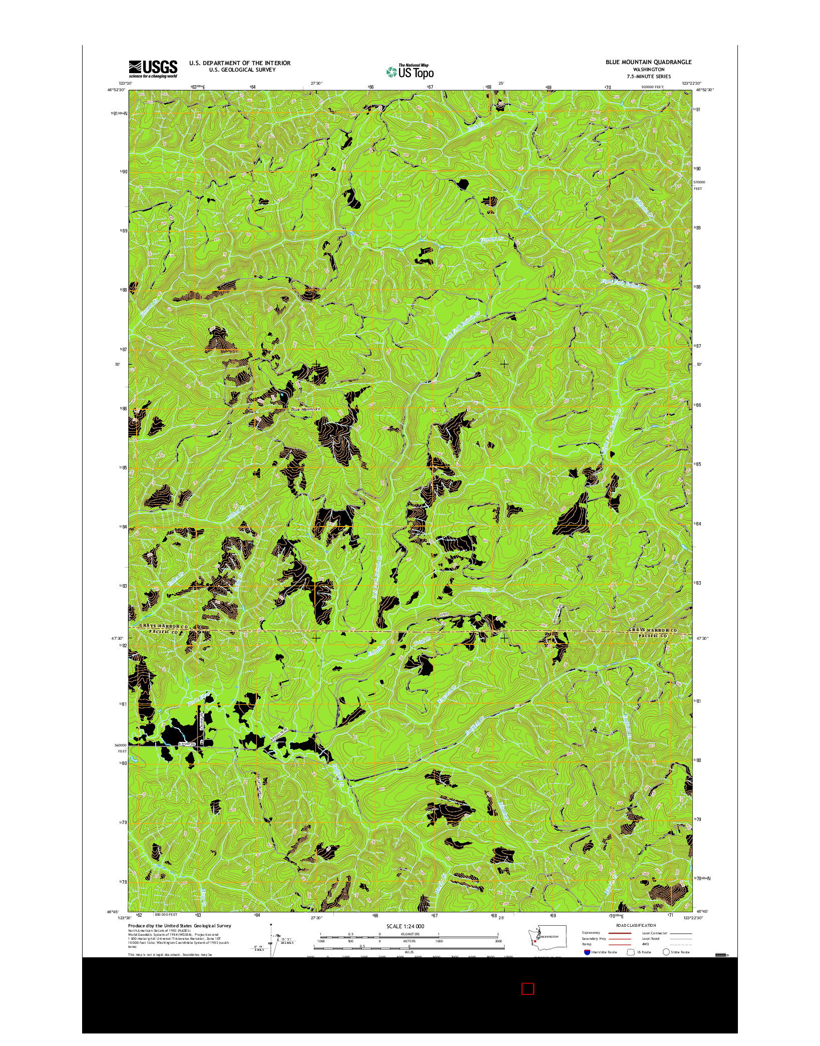 USGS US TOPO 7.5-MINUTE MAP FOR BLUE MOUNTAIN, WA 2017