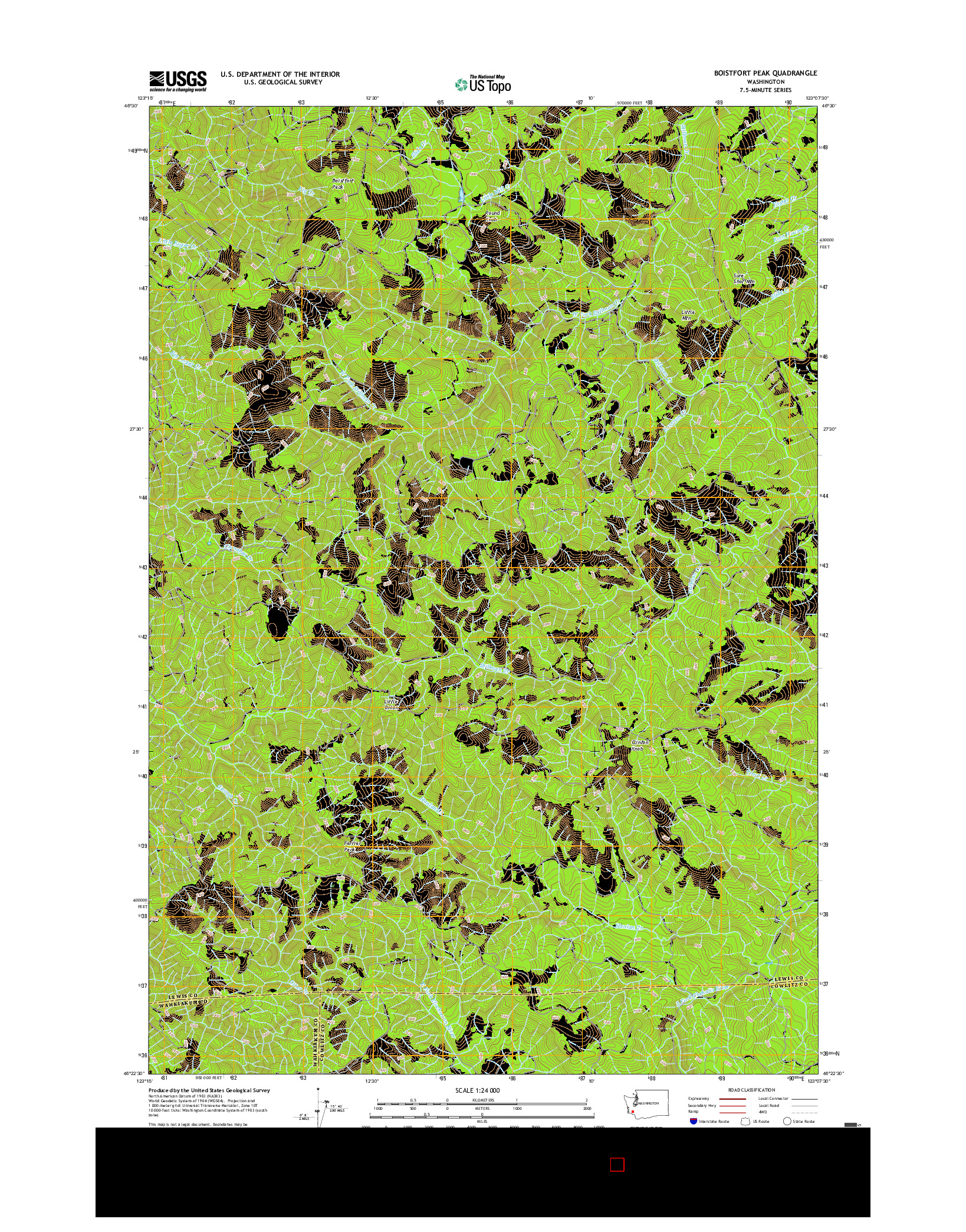 USGS US TOPO 7.5-MINUTE MAP FOR BOISTFORT PEAK, WA 2017