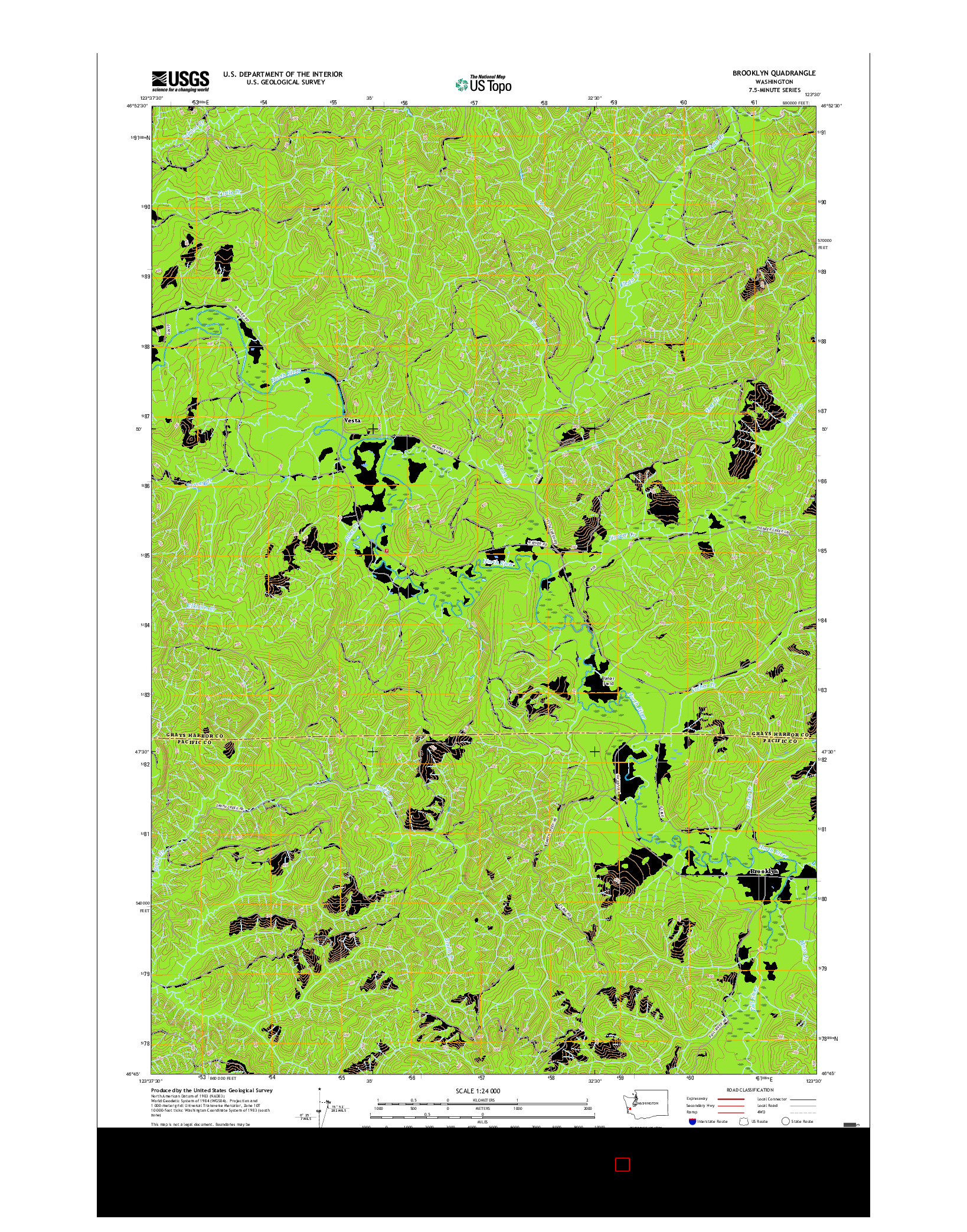 USGS US TOPO 7.5-MINUTE MAP FOR BROOKLYN, WA 2017