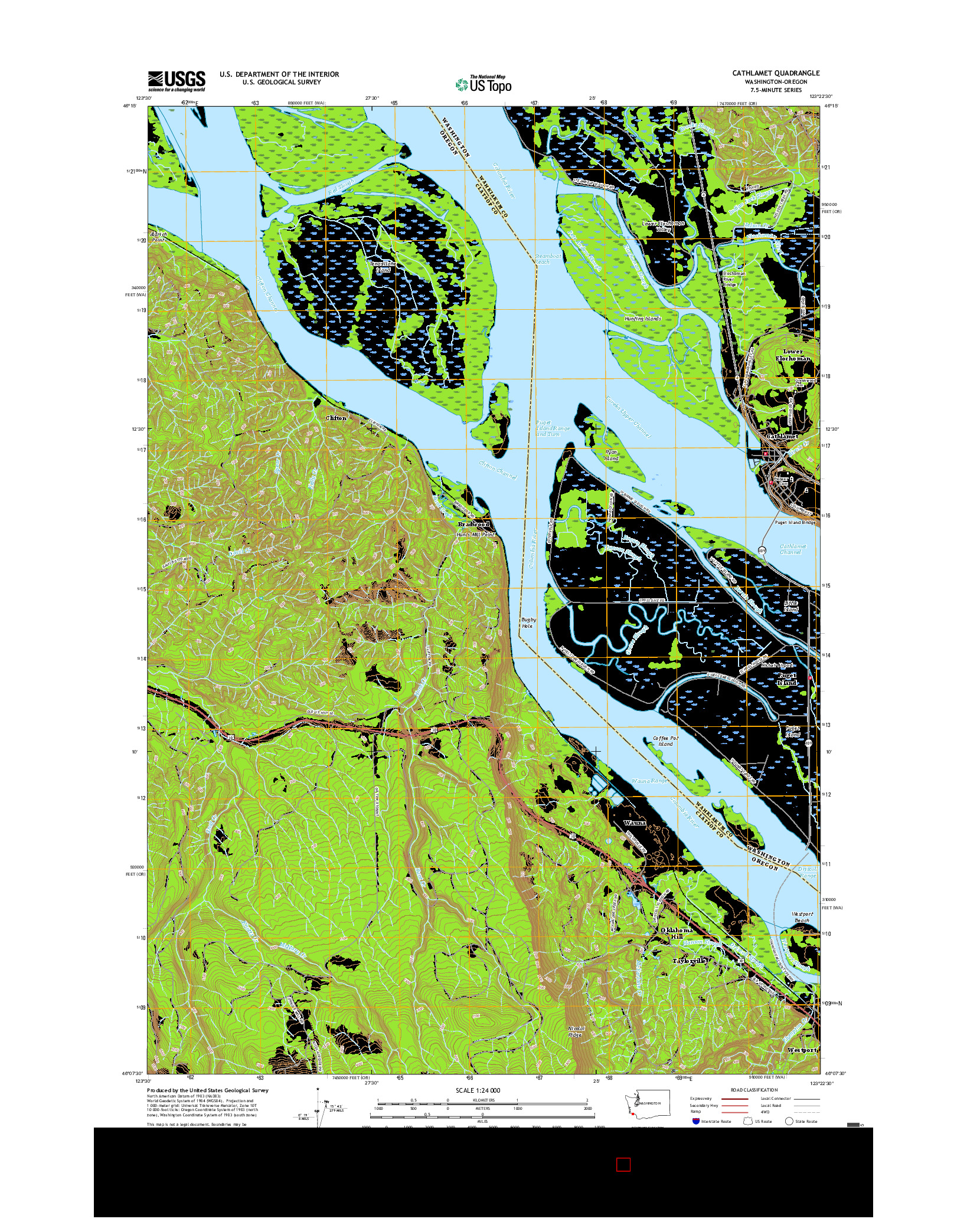 USGS US TOPO 7.5-MINUTE MAP FOR CATHLAMET, WA-OR 2017