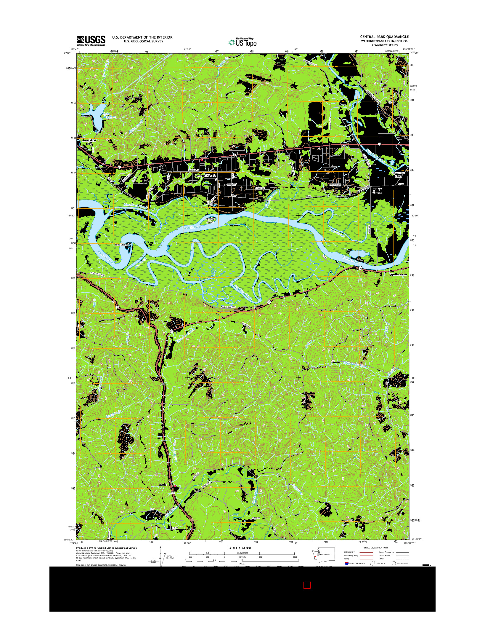 USGS US TOPO 7.5-MINUTE MAP FOR CENTRAL PARK, WA 2017