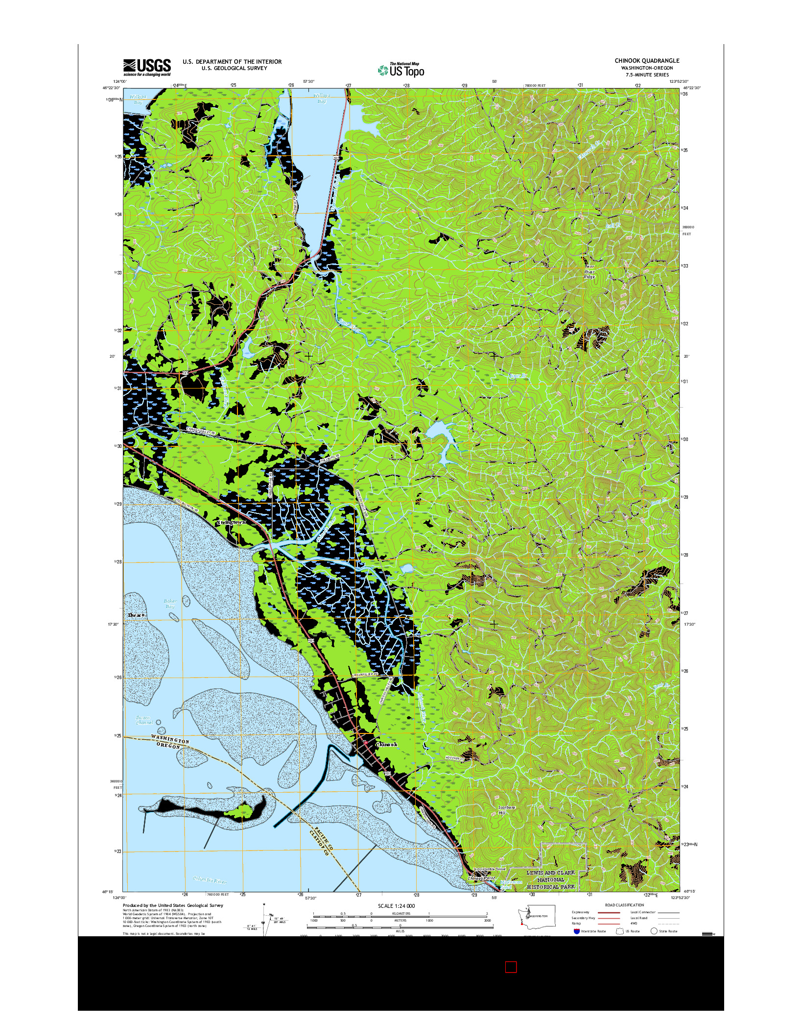 USGS US TOPO 7.5-MINUTE MAP FOR CHINOOK, WA-OR 2017