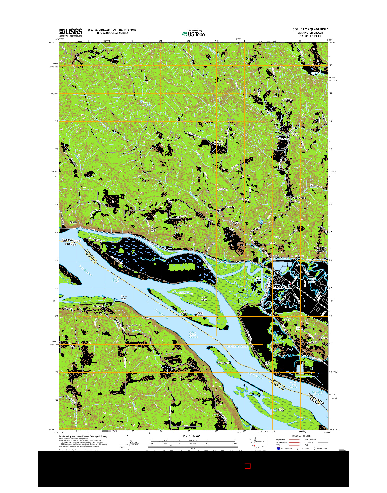 USGS US TOPO 7.5-MINUTE MAP FOR COAL CREEK, WA-OR 2017