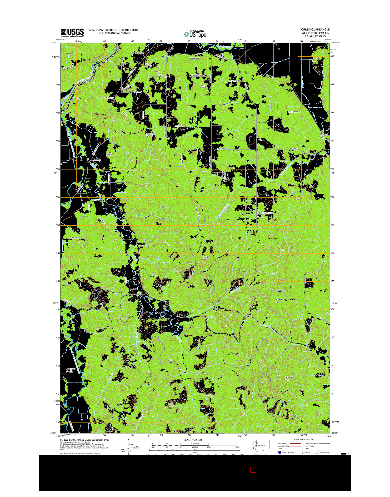 USGS US TOPO 7.5-MINUTE MAP FOR CURTIS, WA 2017