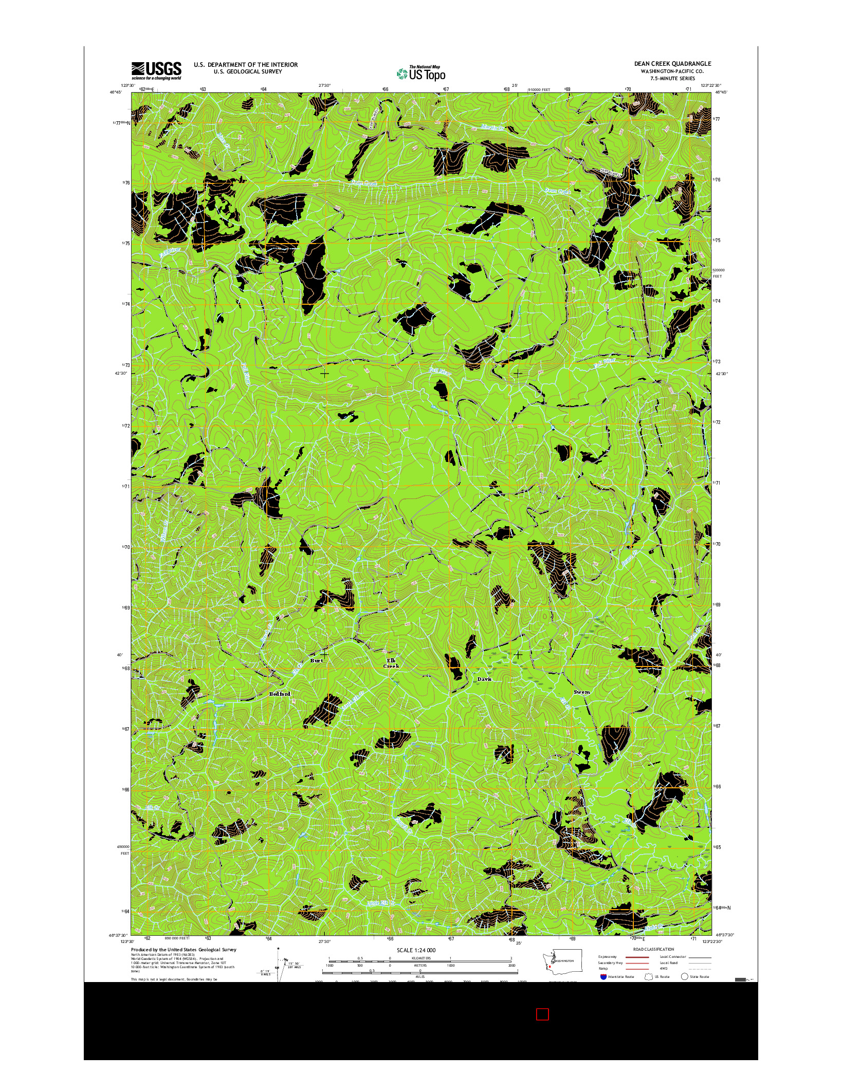 USGS US TOPO 7.5-MINUTE MAP FOR DEAN CREEK, WA 2017