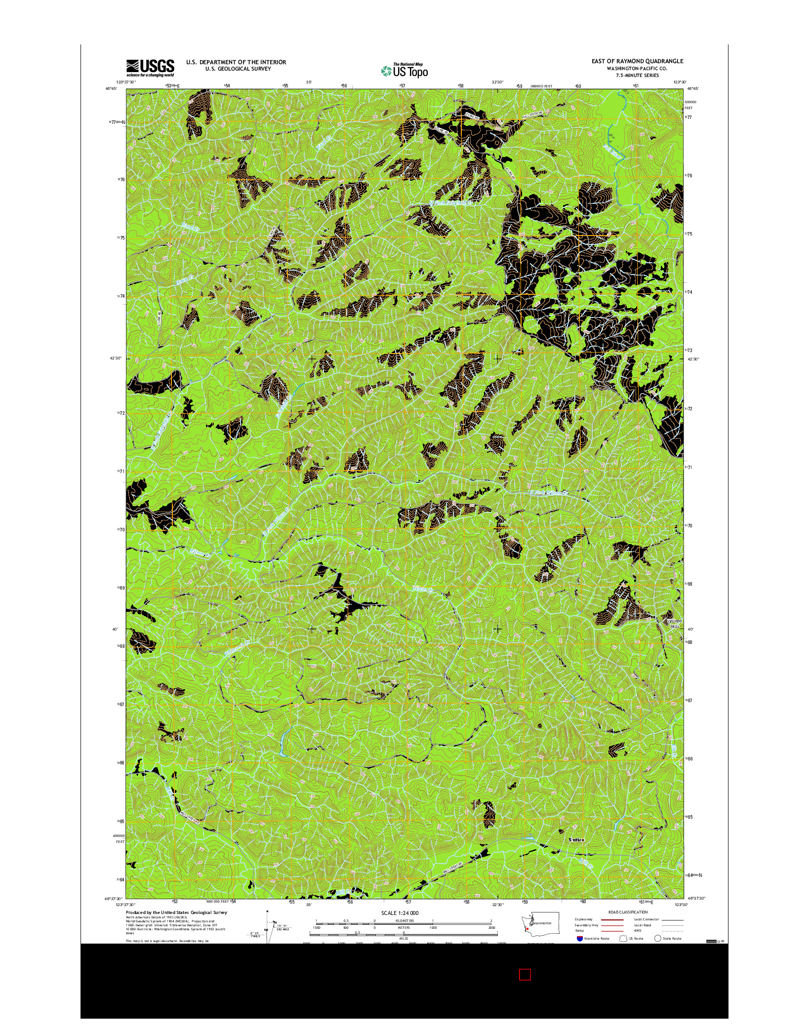 USGS US TOPO 7.5-MINUTE MAP FOR EAST OF RAYMOND, WA 2017