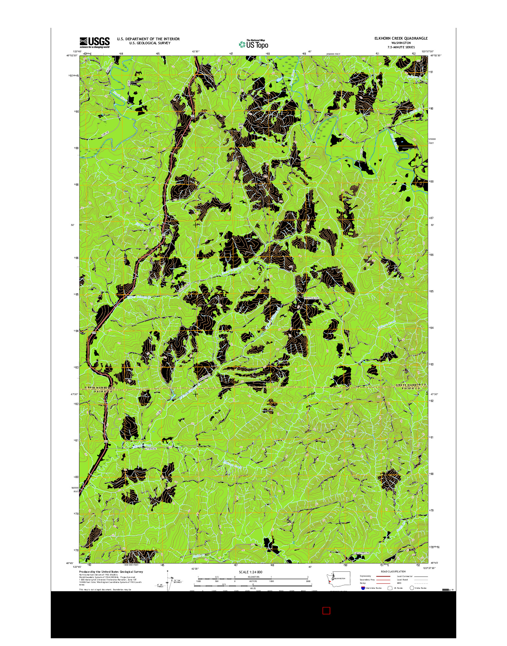 USGS US TOPO 7.5-MINUTE MAP FOR ELKHORN CREEK, WA 2017