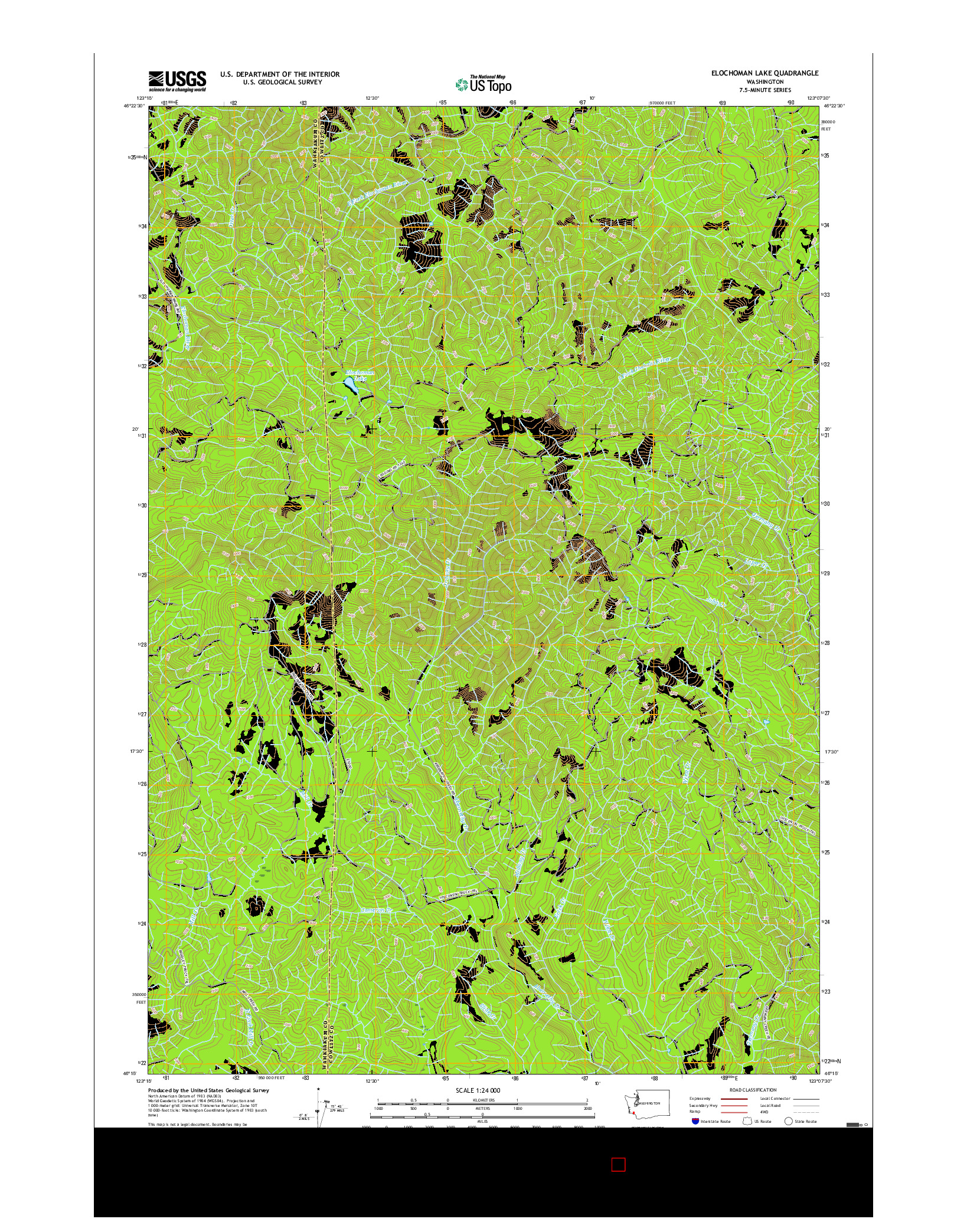 USGS US TOPO 7.5-MINUTE MAP FOR ELOCHOMAN LAKE, WA 2017