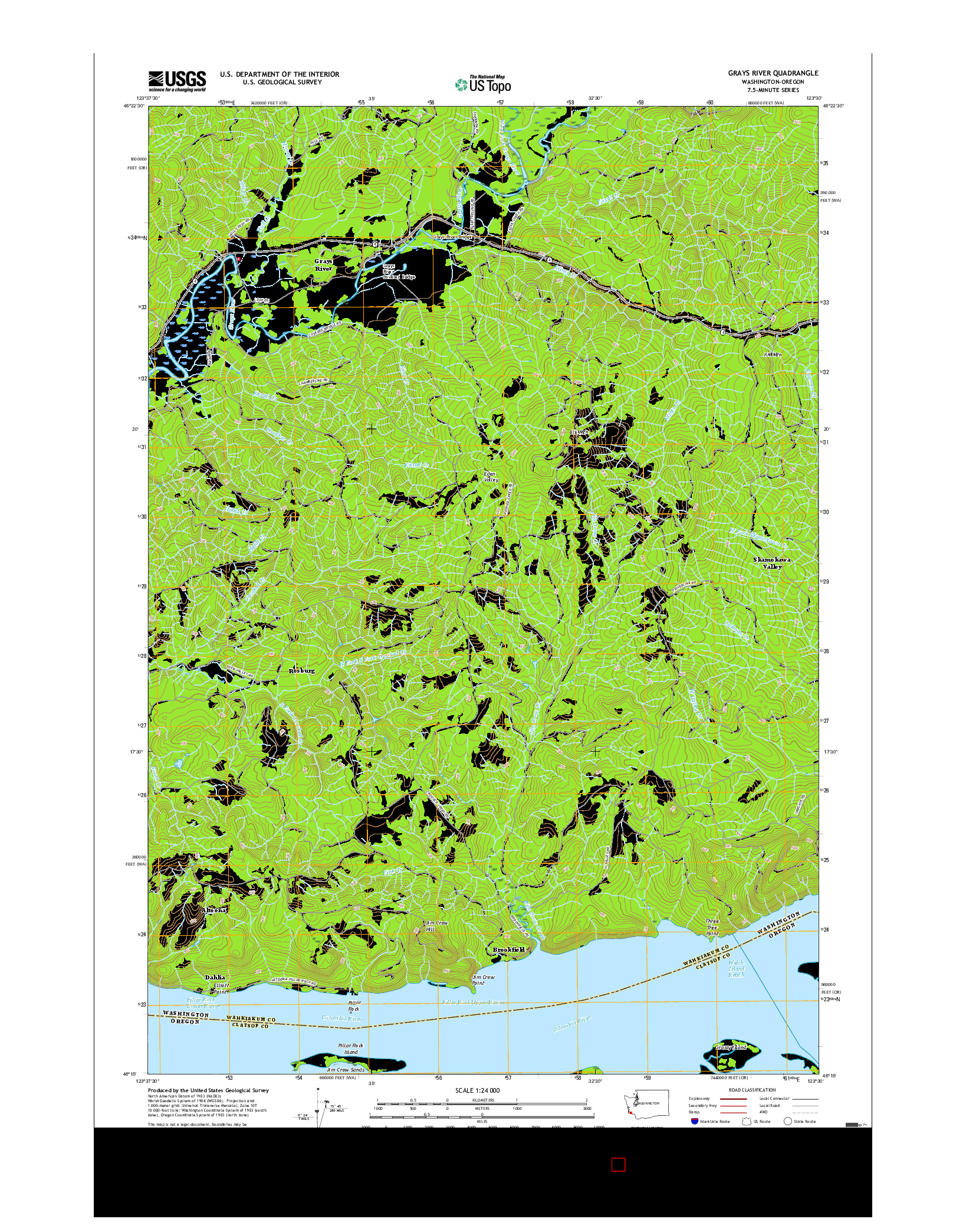 USGS US TOPO 7.5-MINUTE MAP FOR GRAYS RIVER, WA-OR 2017