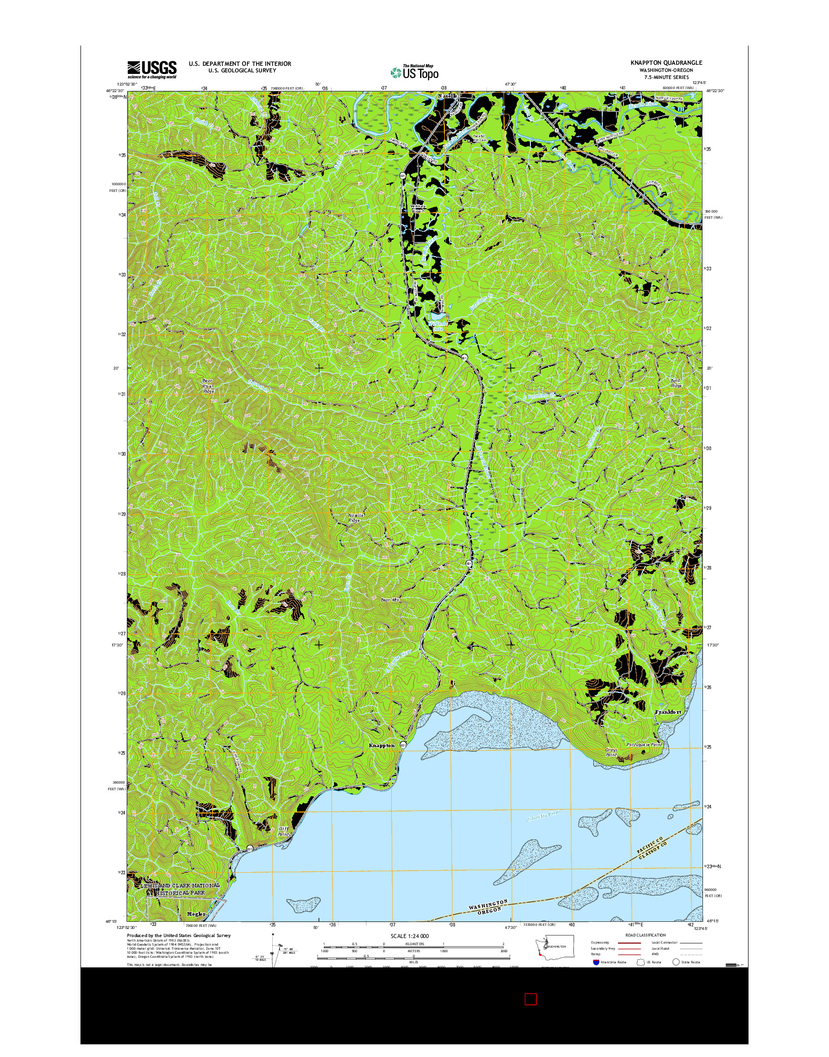 USGS US TOPO 7.5-MINUTE MAP FOR KNAPPTON, WA-OR 2017