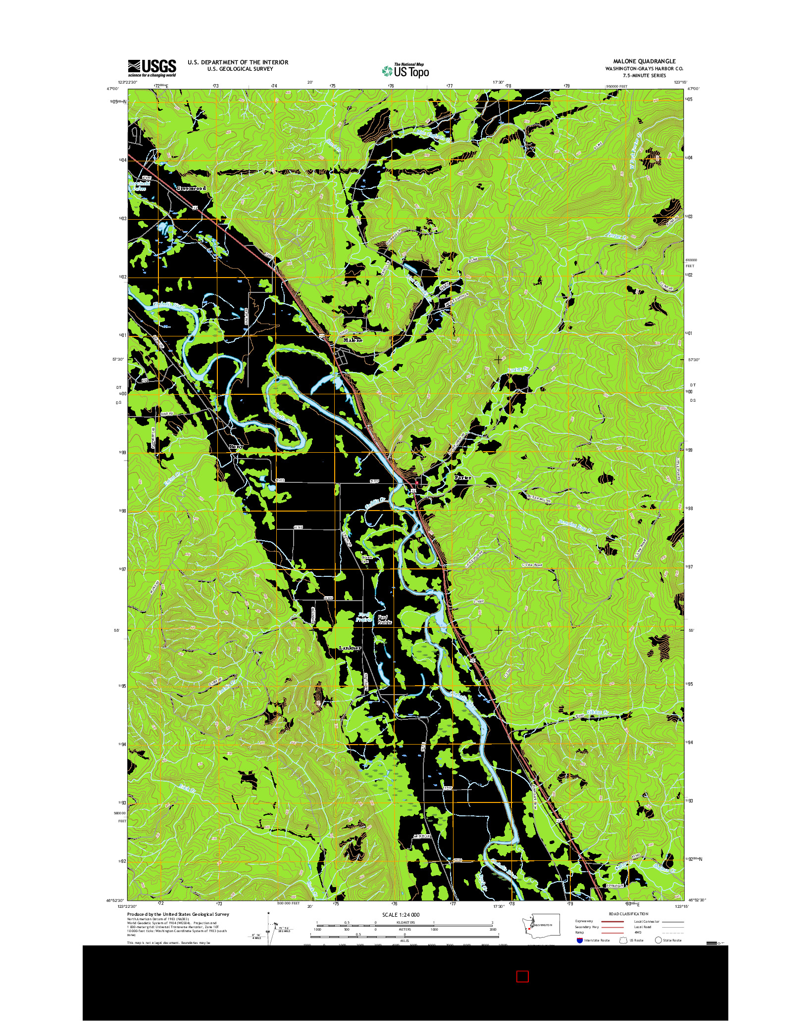 USGS US TOPO 7.5-MINUTE MAP FOR MALONE, WA 2017