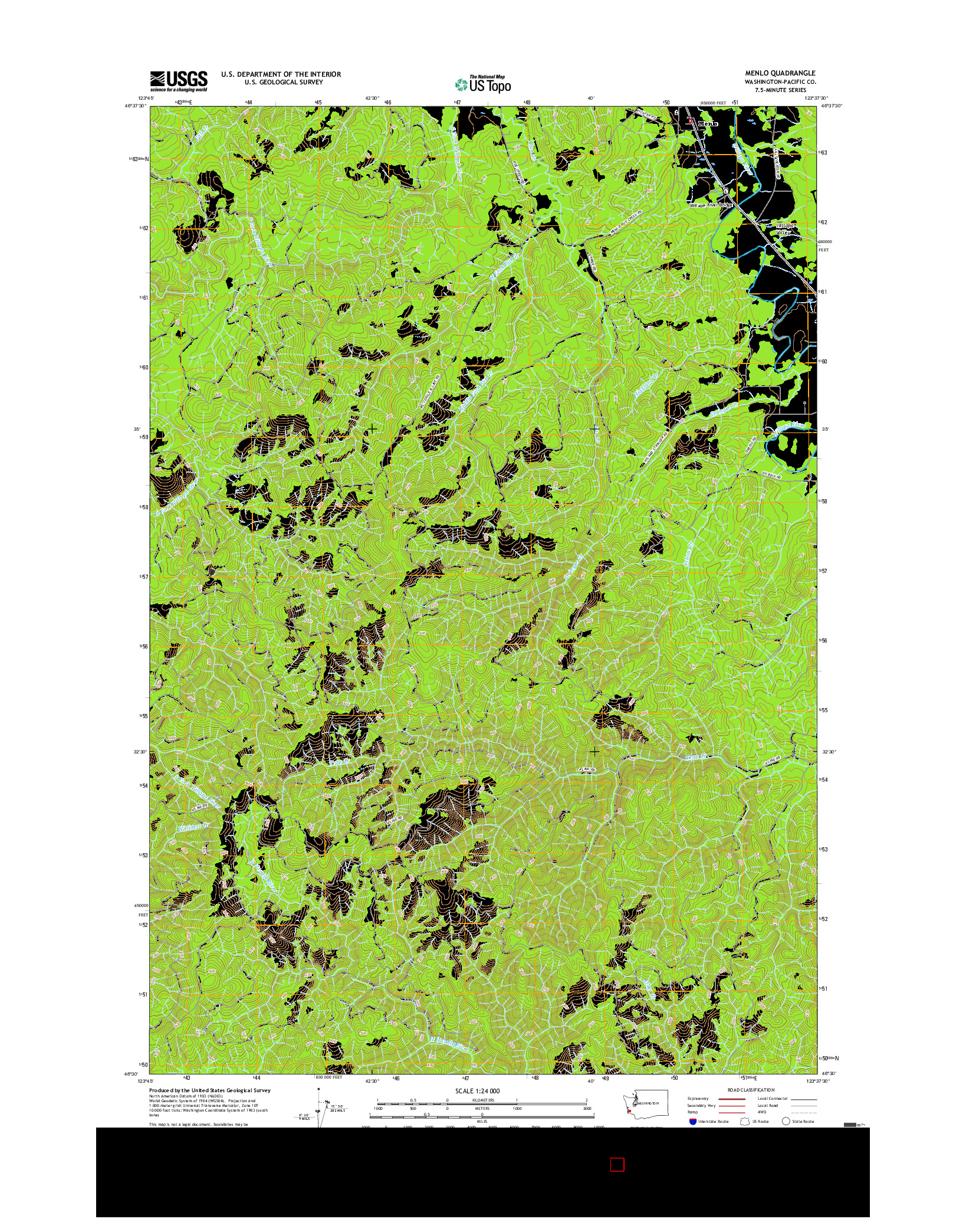 USGS US TOPO 7.5-MINUTE MAP FOR MENLO, WA 2017