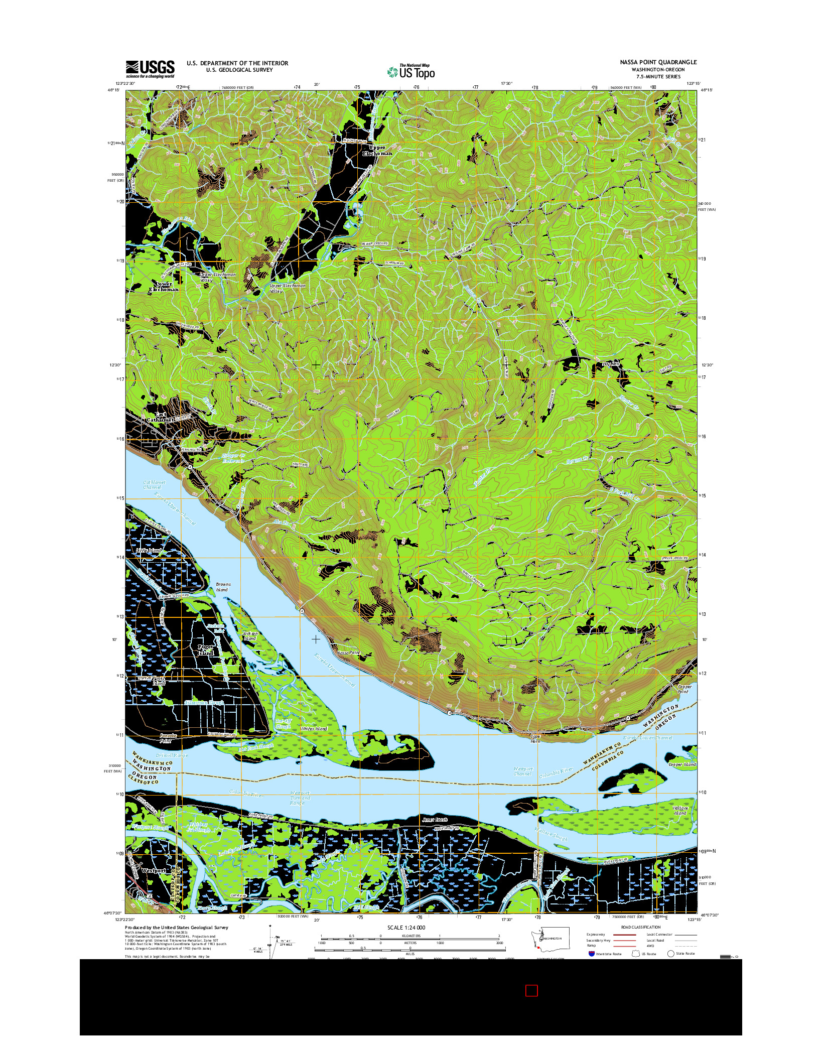 USGS US TOPO 7.5-MINUTE MAP FOR NASSA POINT, WA-OR 2017