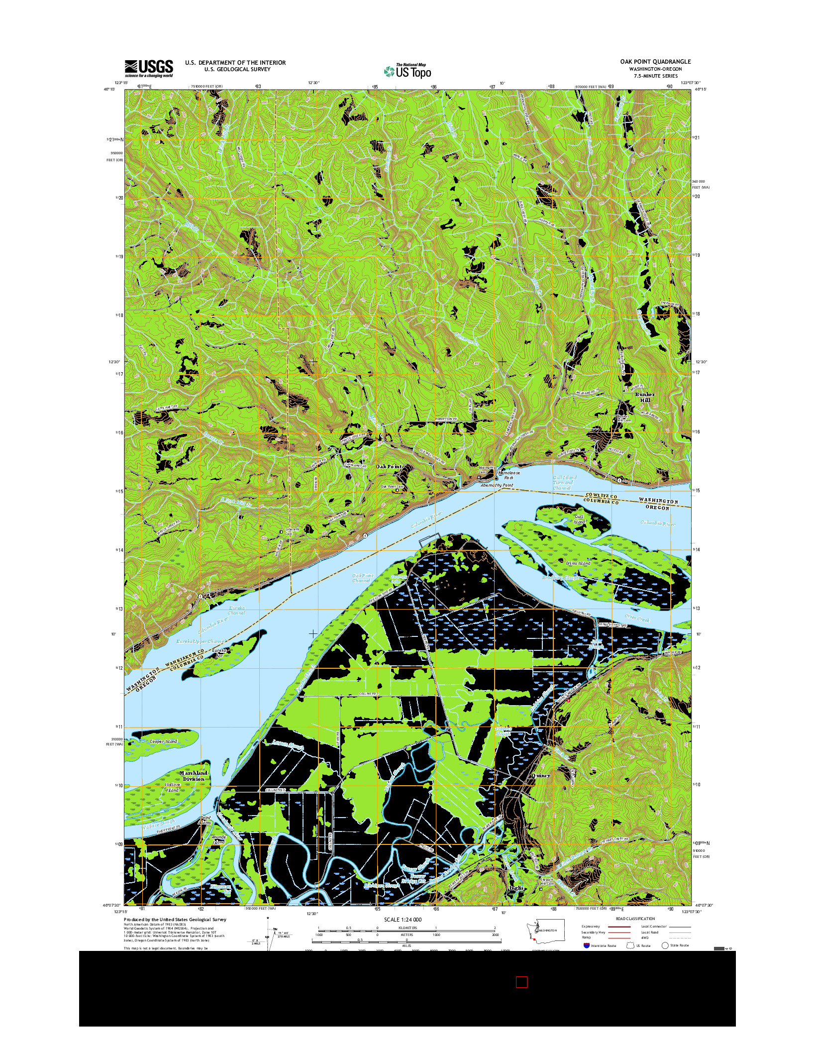 USGS US TOPO 7.5-MINUTE MAP FOR OAK POINT, WA-OR 2017