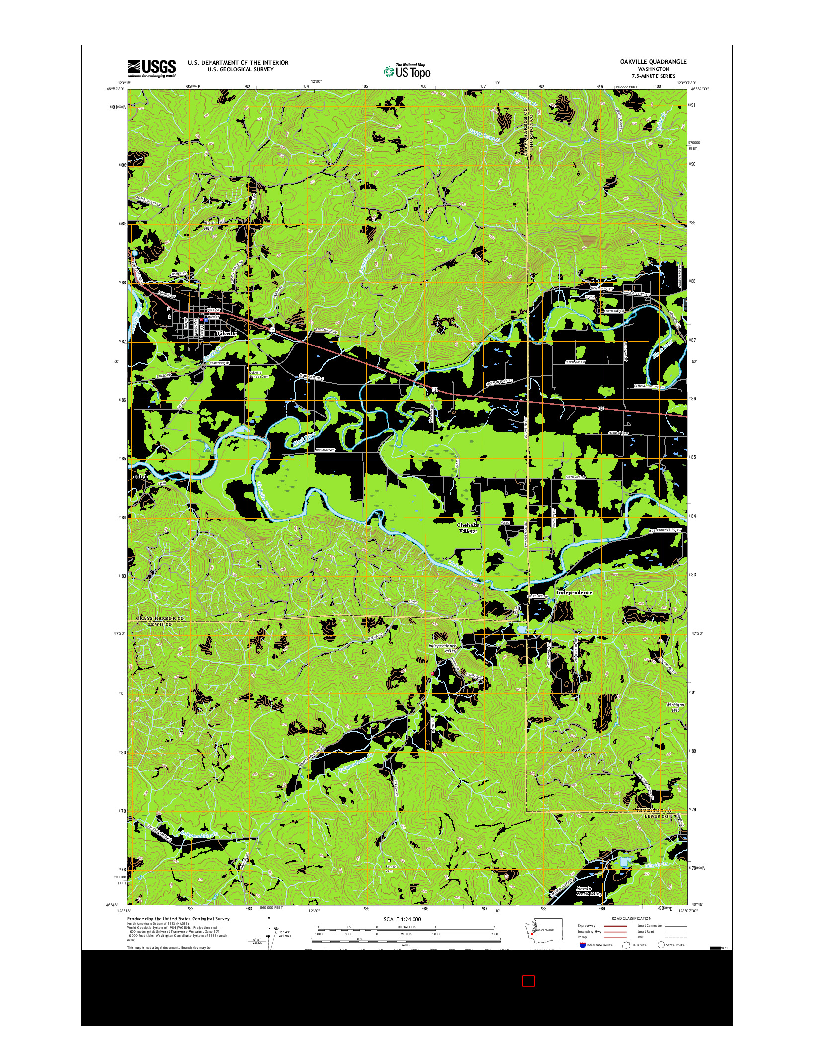 USGS US TOPO 7.5-MINUTE MAP FOR OAKVILLE, WA 2017