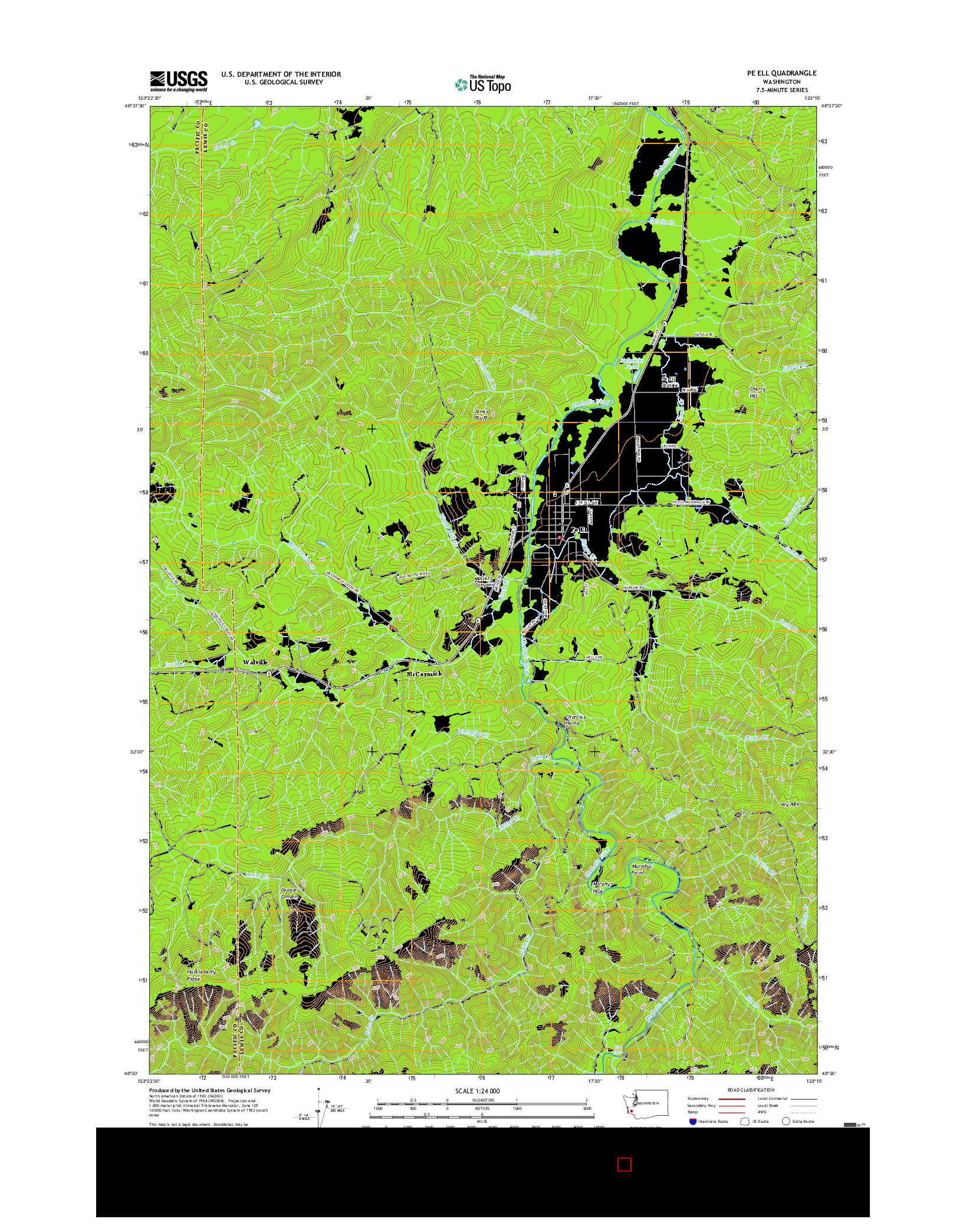 USGS US TOPO 7.5-MINUTE MAP FOR PE ELL, WA 2017