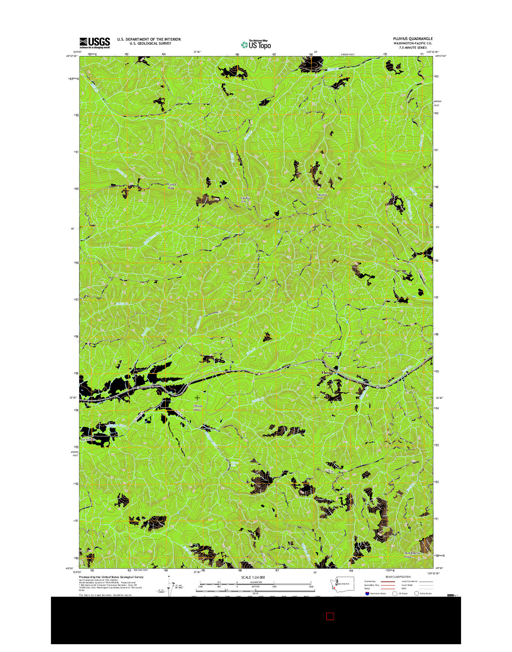 USGS US TOPO 7.5-MINUTE MAP FOR PLUVIUS, WA 2017