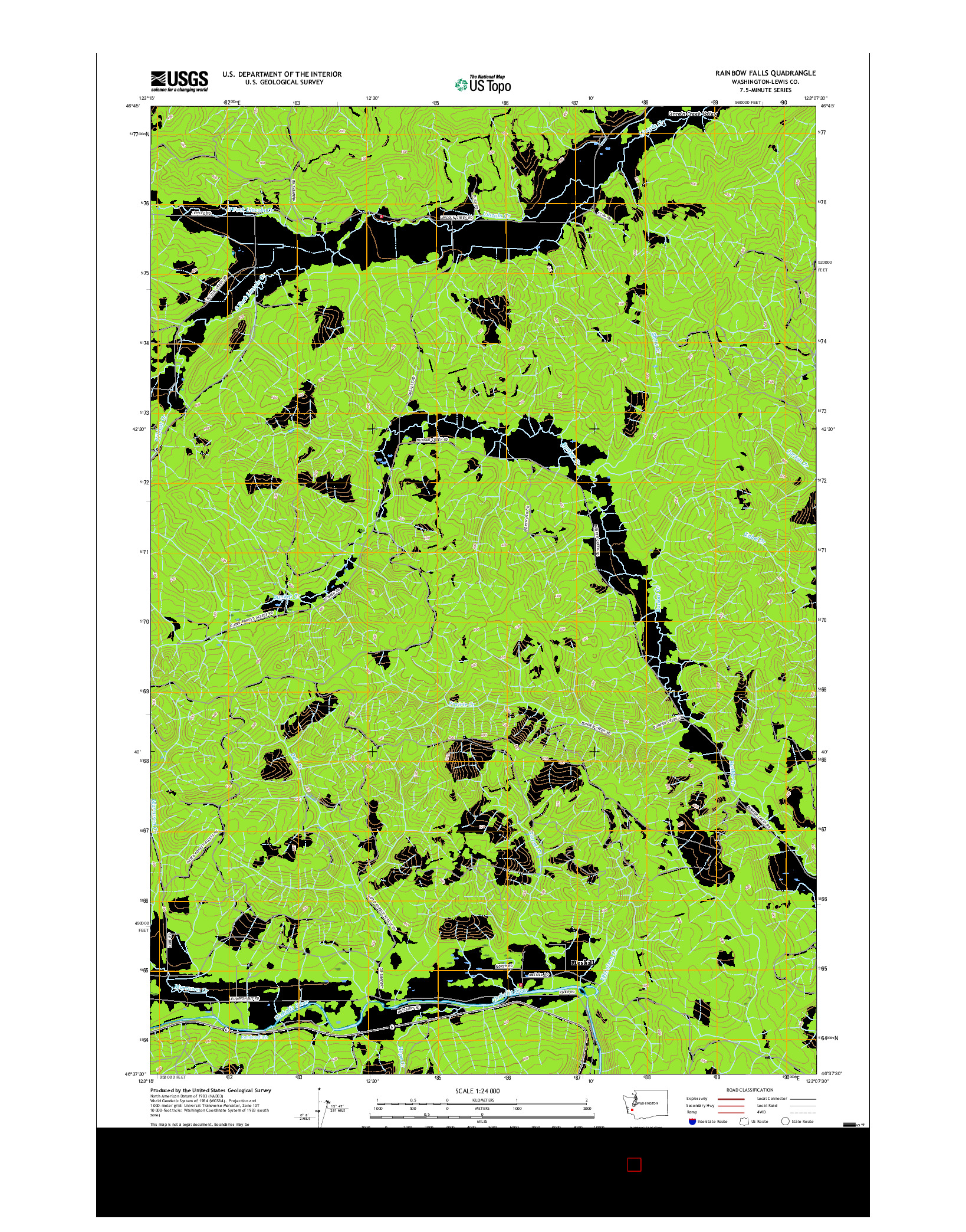 USGS US TOPO 7.5-MINUTE MAP FOR RAINBOW FALLS, WA 2017