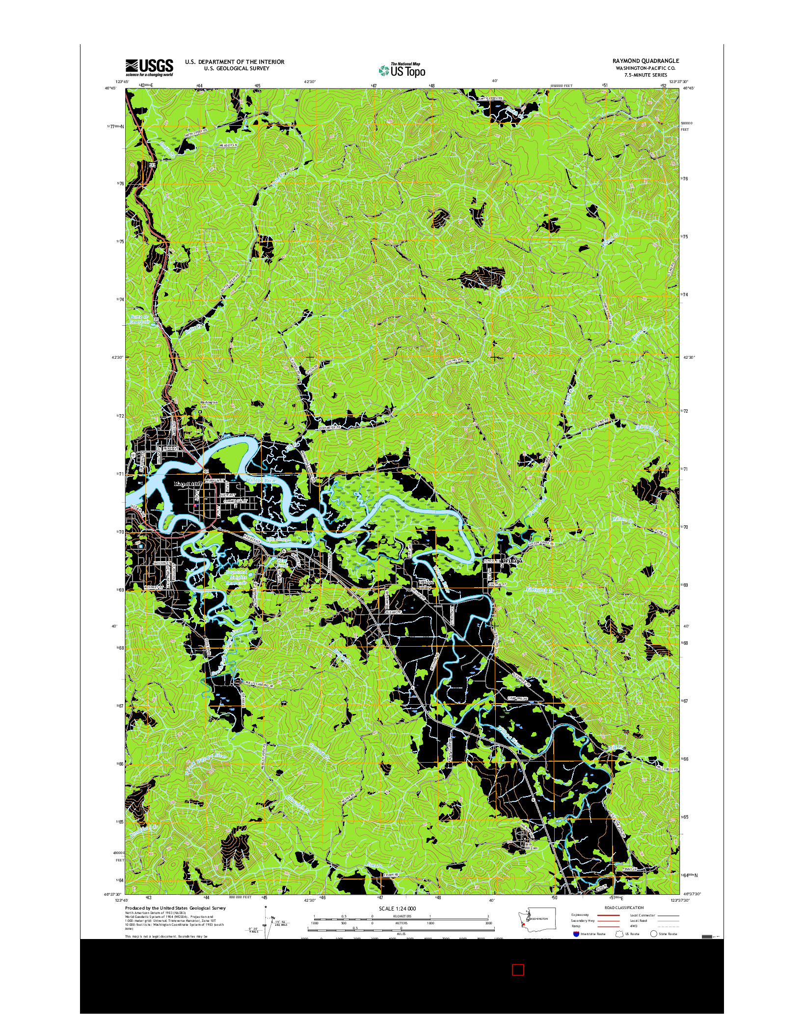 USGS US TOPO 7.5-MINUTE MAP FOR RAYMOND, WA 2017