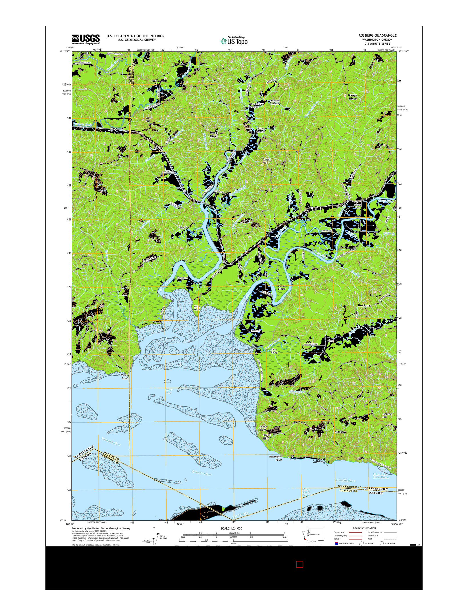 USGS US TOPO 7.5-MINUTE MAP FOR ROSBURG, WA-OR 2017