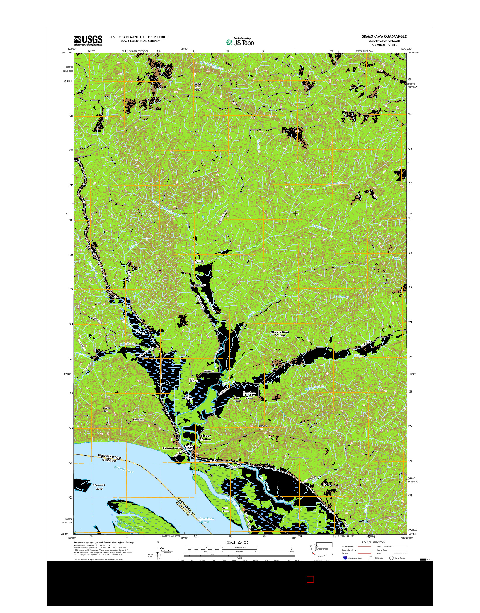 USGS US TOPO 7.5-MINUTE MAP FOR SKAMOKAWA, WA-OR 2017