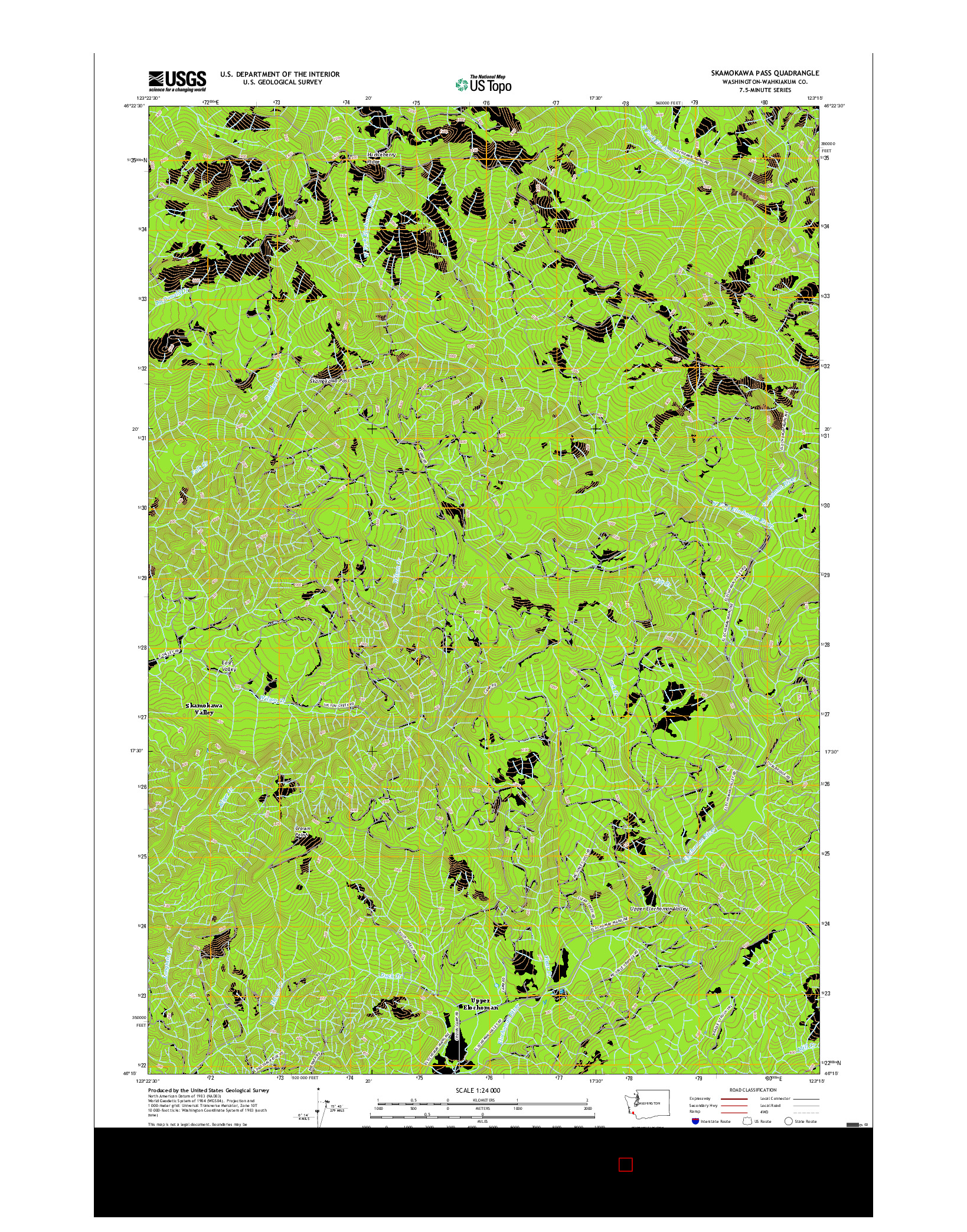 USGS US TOPO 7.5-MINUTE MAP FOR SKAMOKAWA PASS, WA 2017