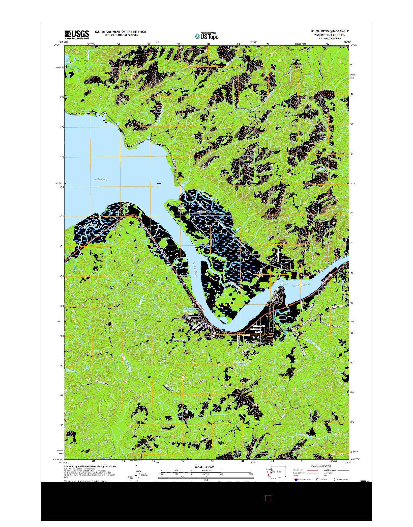 USGS US TOPO 7.5-MINUTE MAP FOR SOUTH BEND, WA 2017