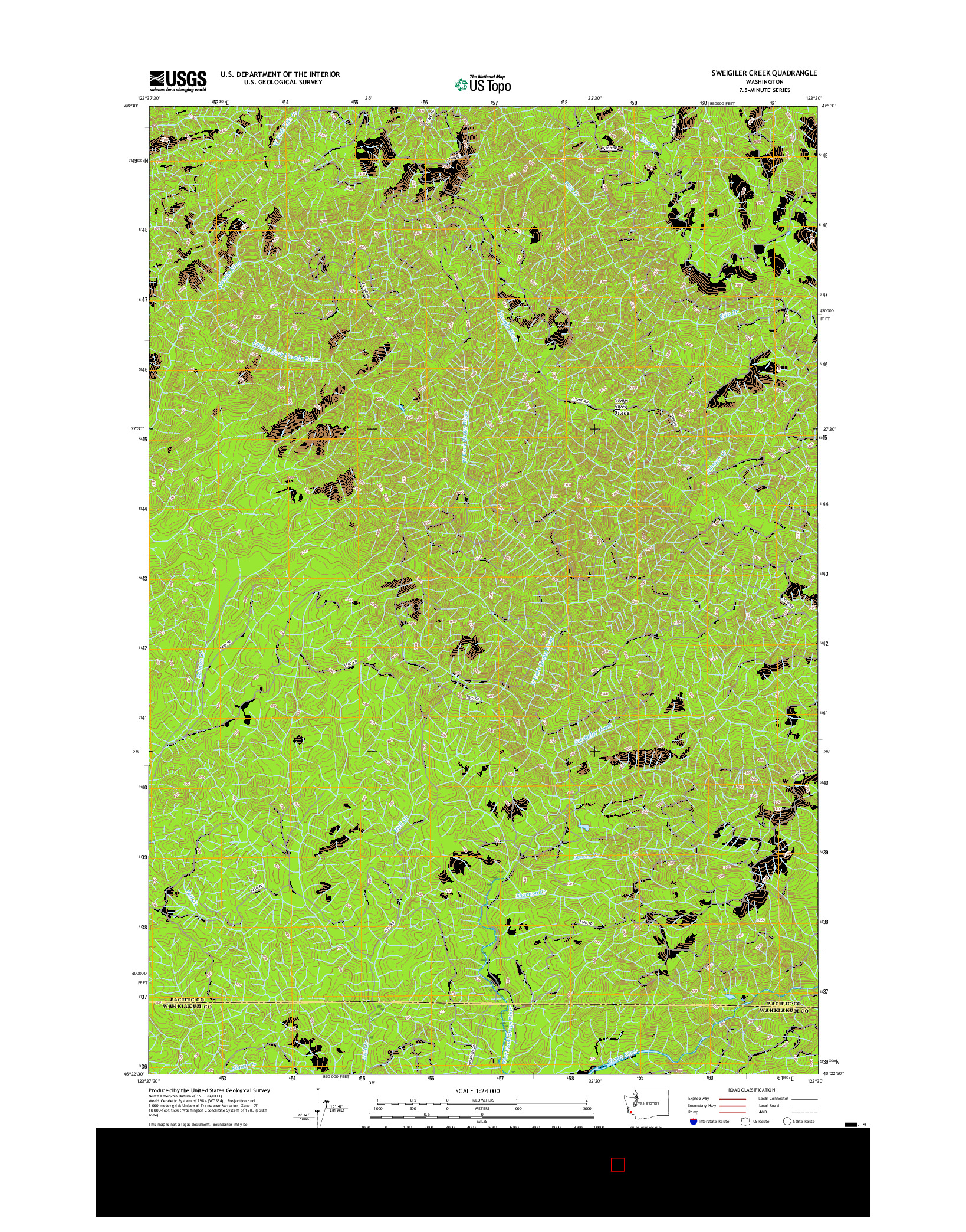 USGS US TOPO 7.5-MINUTE MAP FOR SWEIGILER CREEK, WA 2017