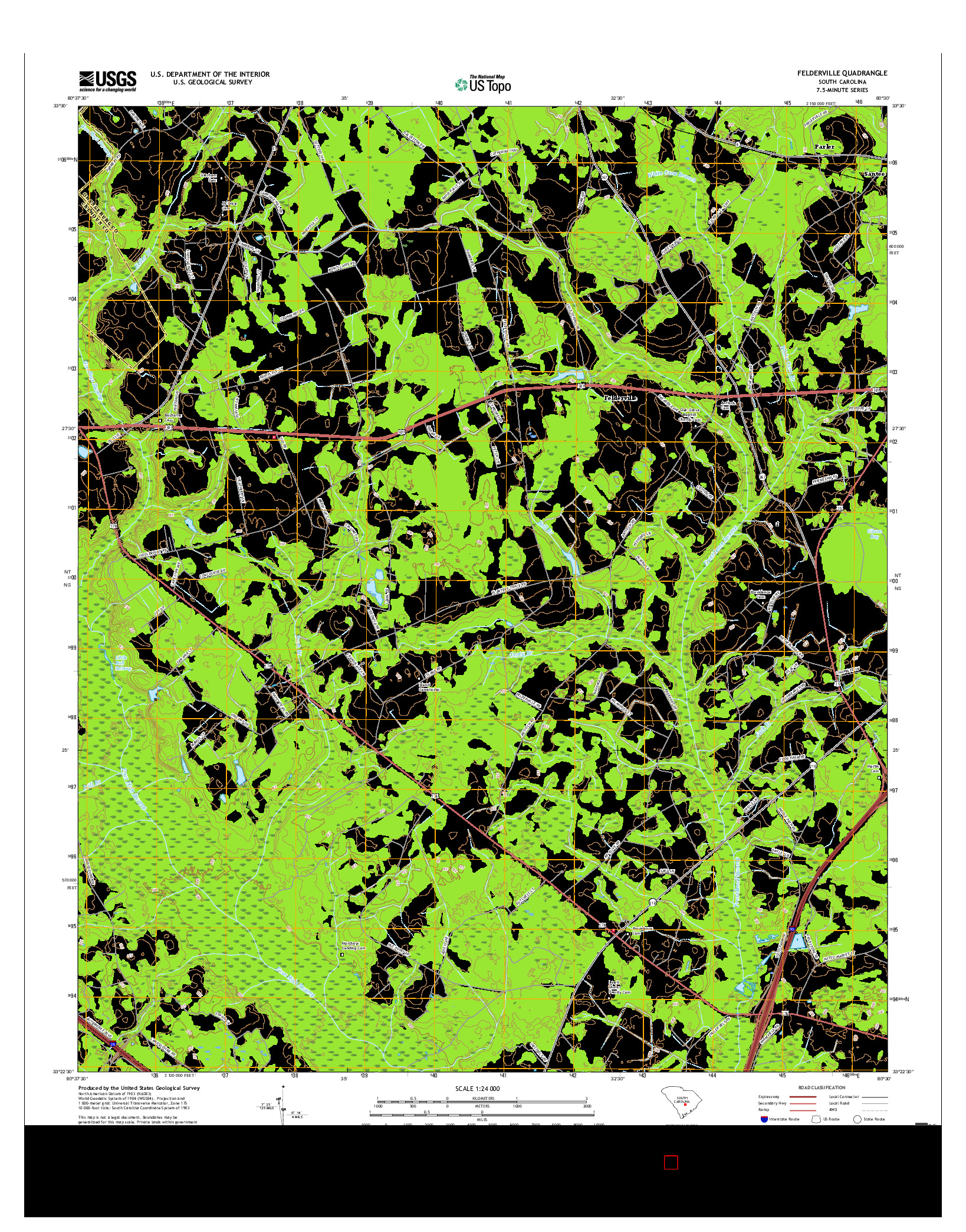 USGS US TOPO 7.5-MINUTE MAP FOR FELDERVILLE, SC 2017