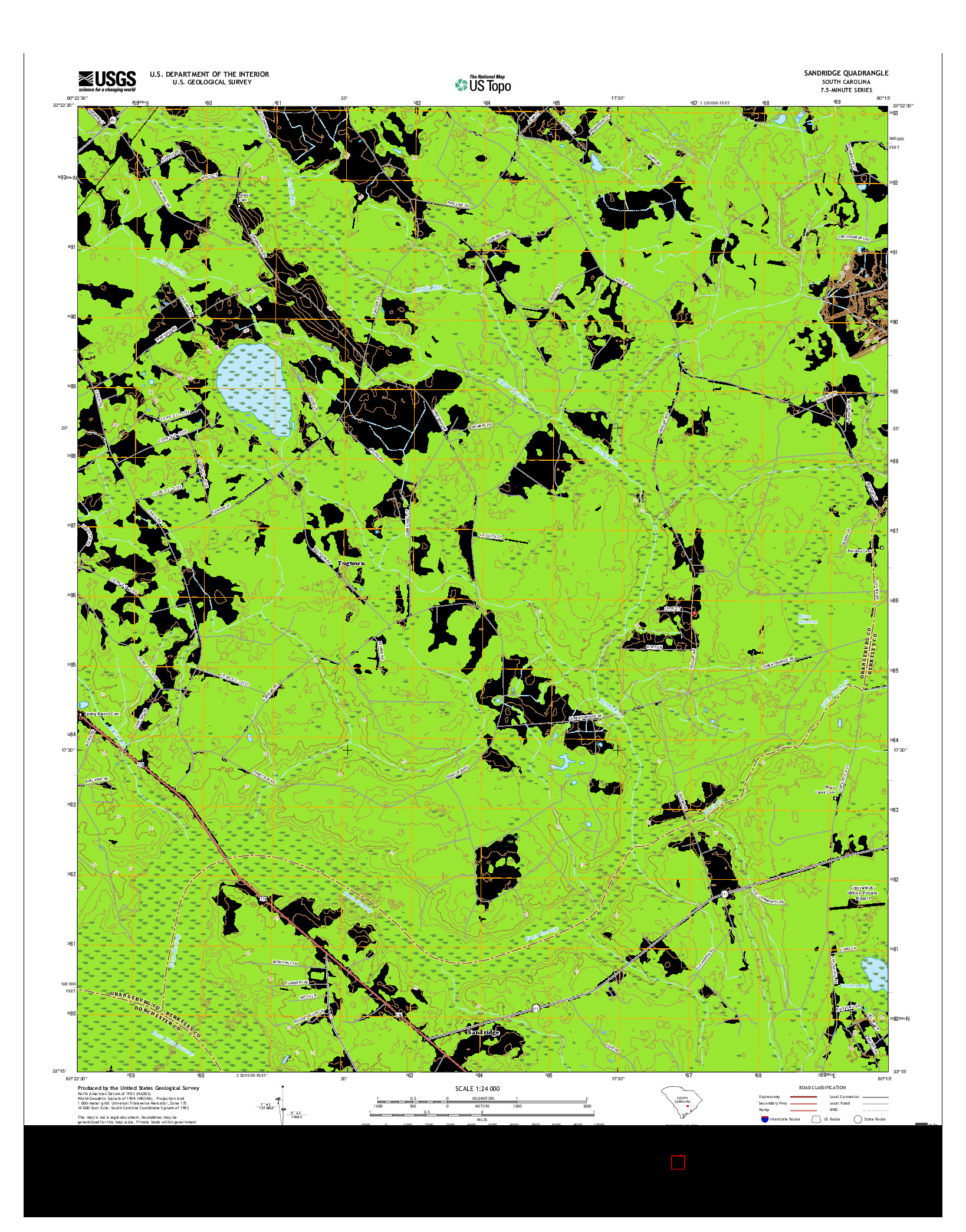 USGS US TOPO 7.5-MINUTE MAP FOR SANDRIDGE, SC 2017