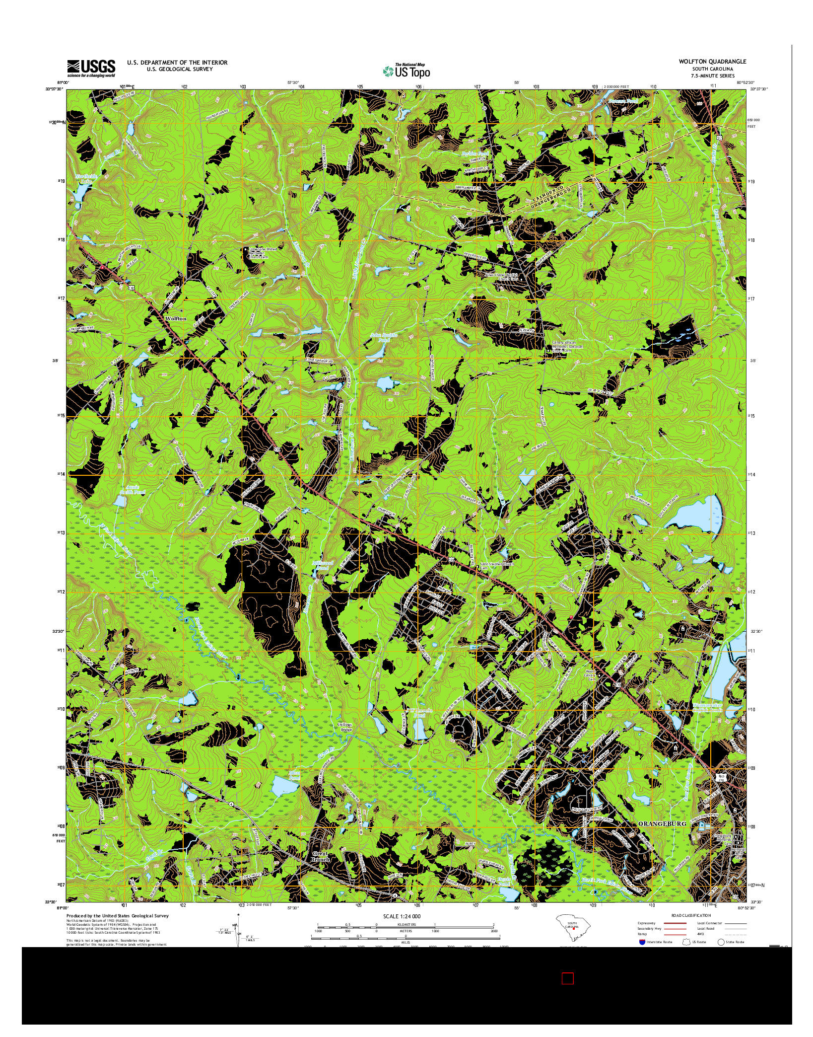 USGS US TOPO 7.5-MINUTE MAP FOR WOLFTON, SC 2017