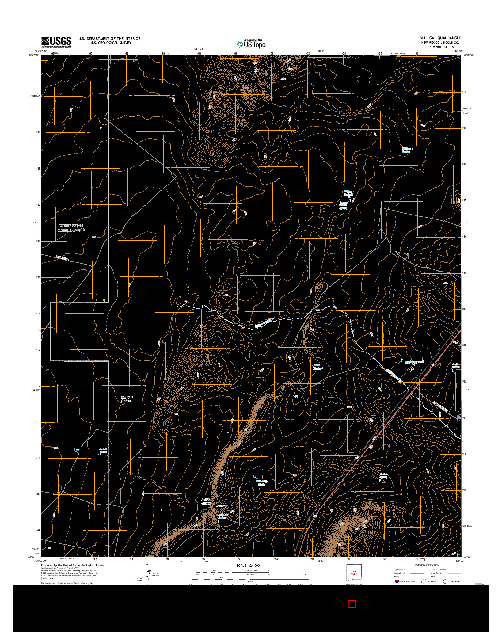 USGS US TOPO 7.5-MINUTE MAP FOR BULL GAP, NM 2017