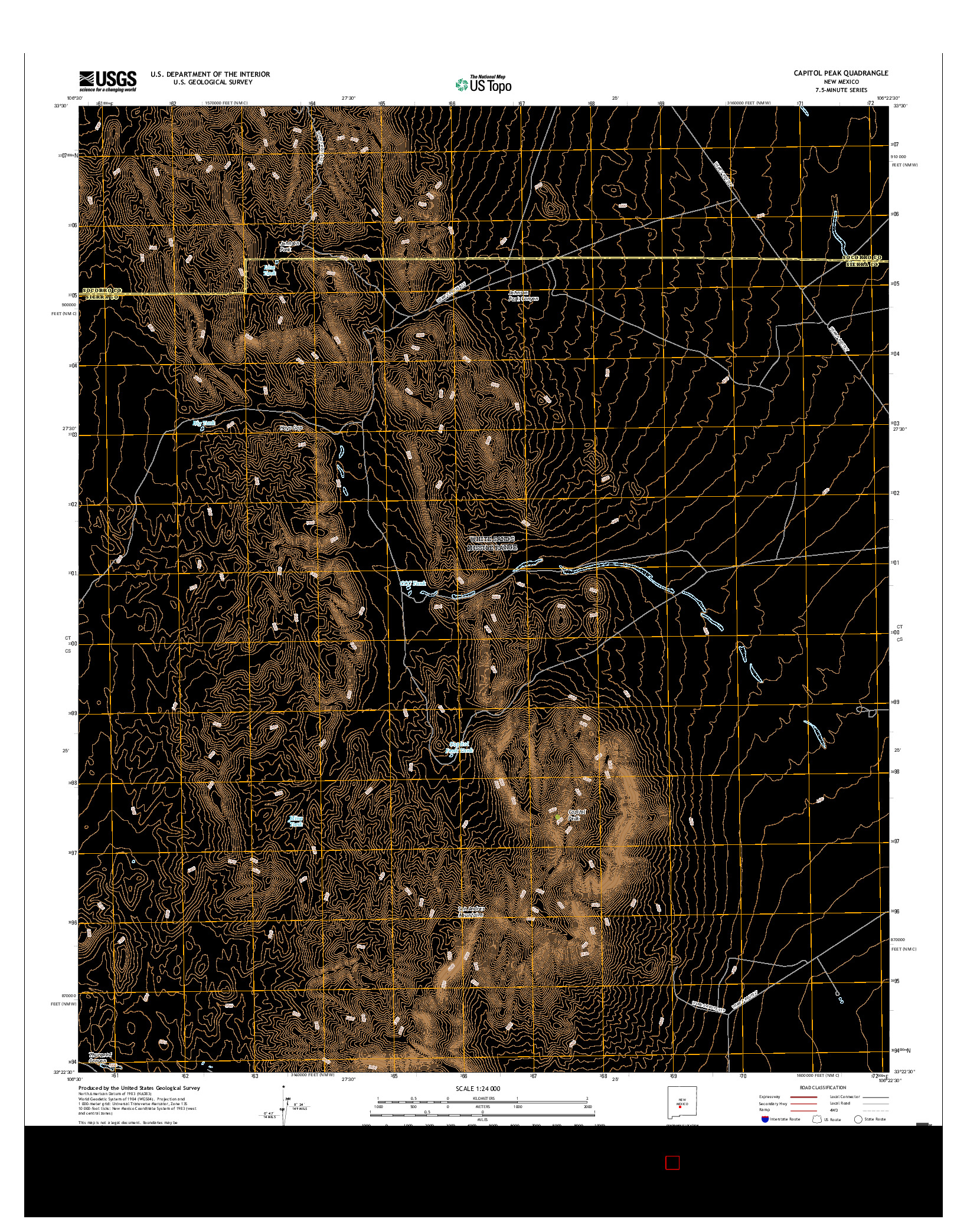 USGS US TOPO 7.5-MINUTE MAP FOR CAPITOL PEAK, NM 2017