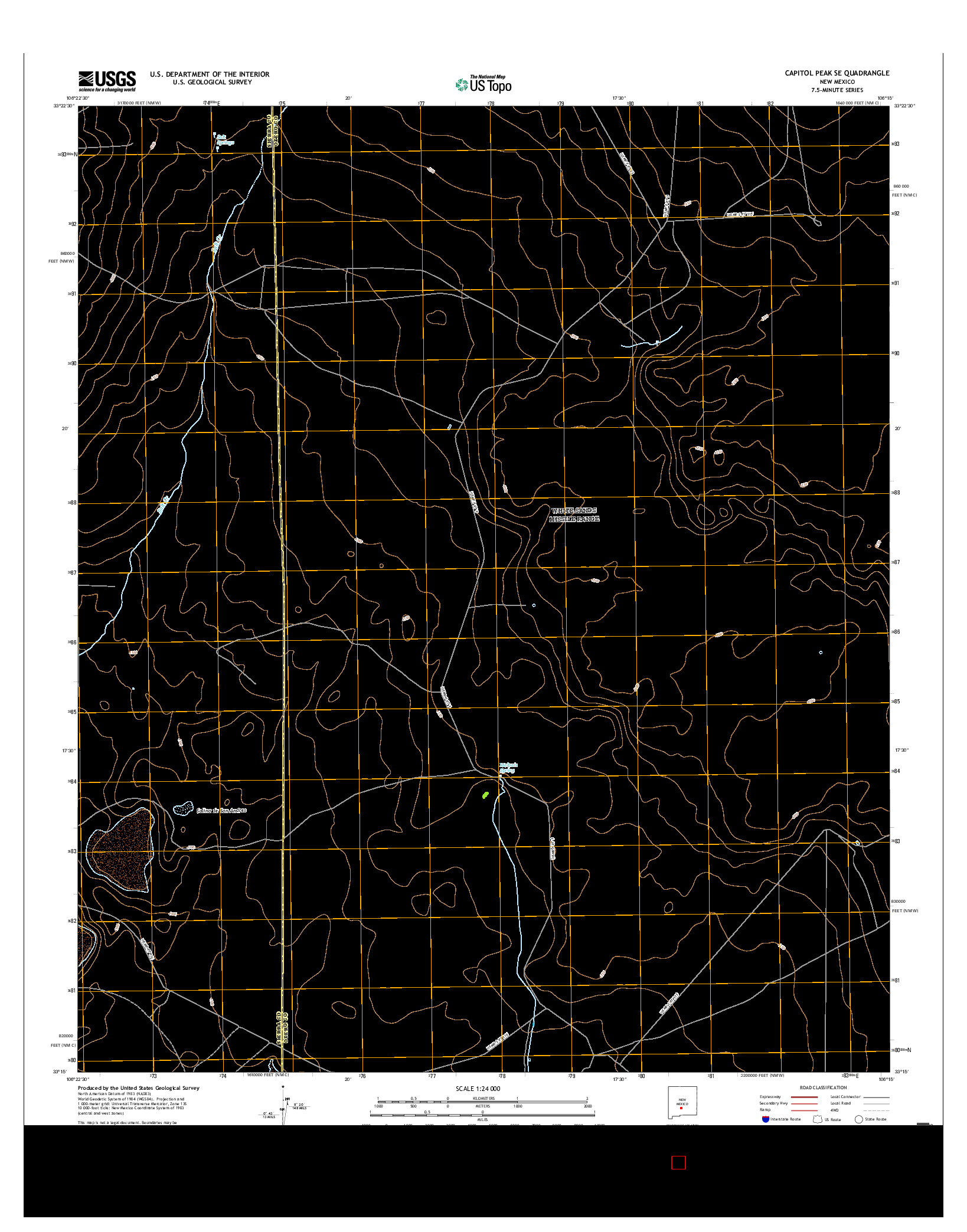 USGS US TOPO 7.5-MINUTE MAP FOR CAPITOL PEAK SE, NM 2017