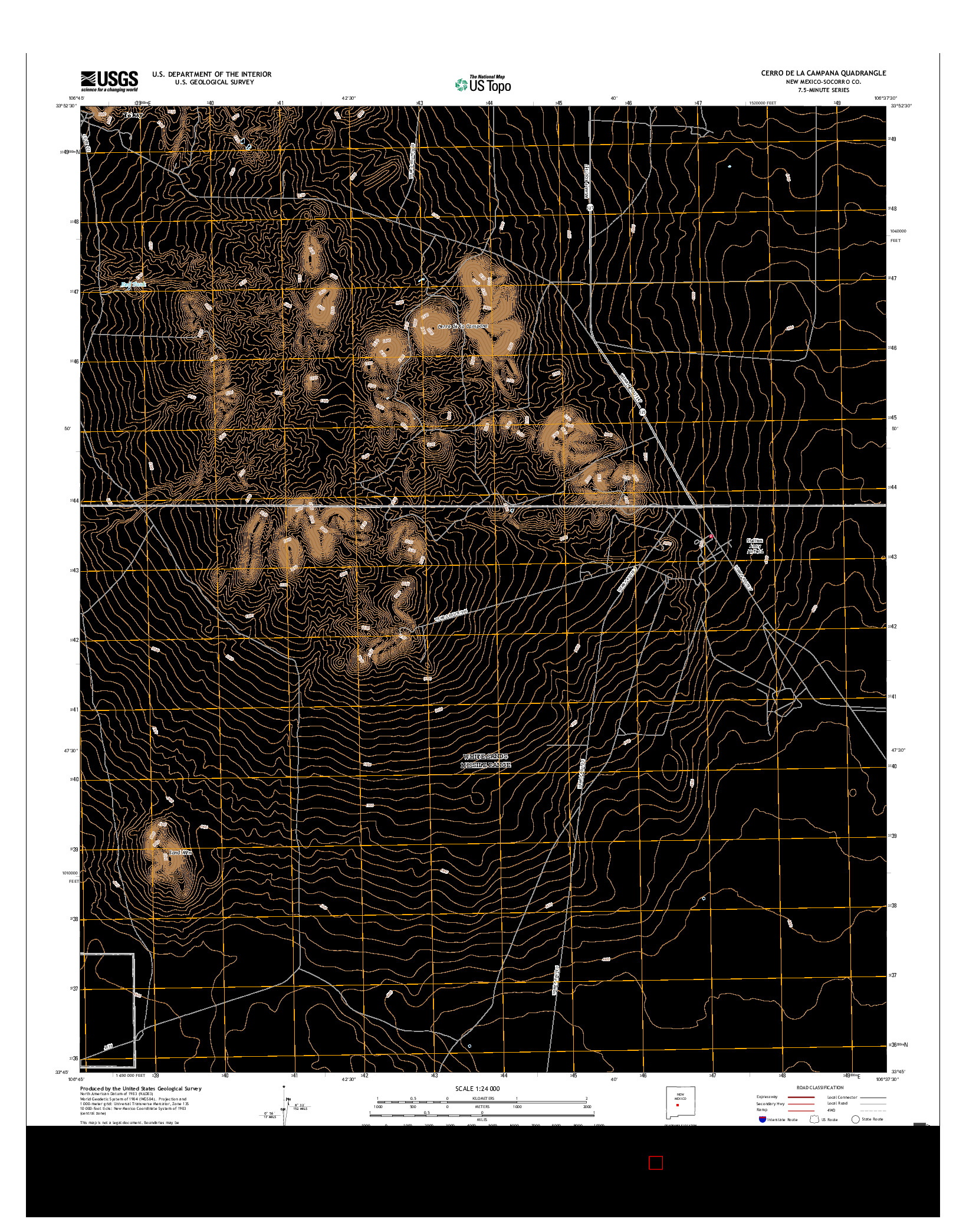 USGS US TOPO 7.5-MINUTE MAP FOR CERRO DE LA CAMPANA, NM 2017