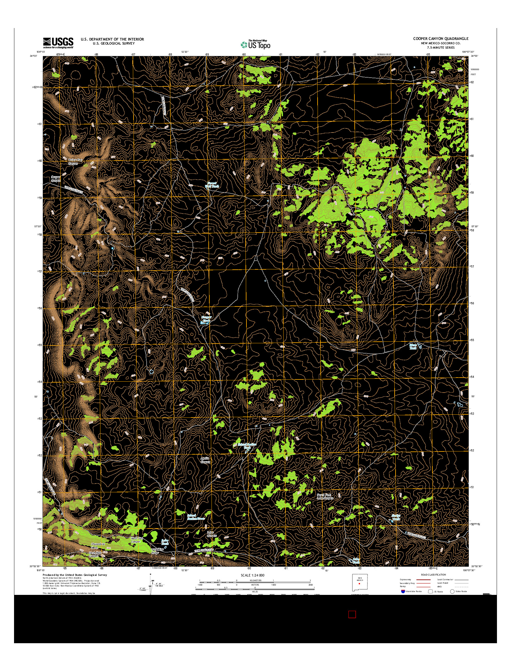 USGS US TOPO 7.5-MINUTE MAP FOR COOPER CANYON, NM 2017