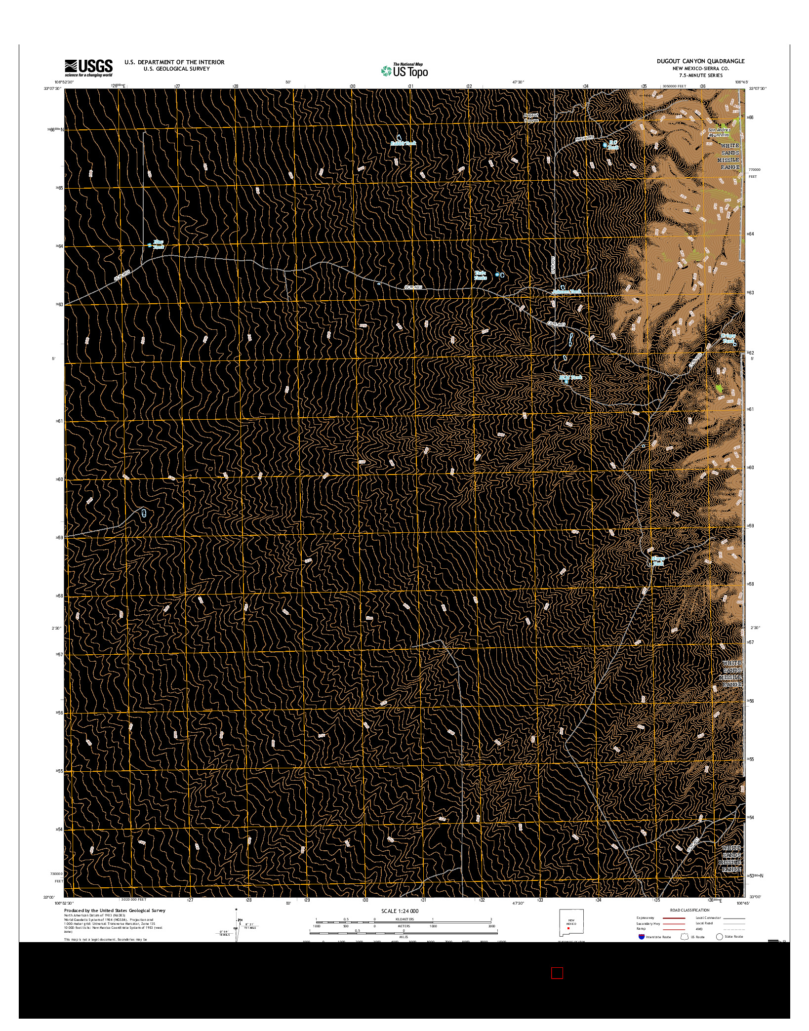 USGS US TOPO 7.5-MINUTE MAP FOR DUGOUT CANYON, NM 2017