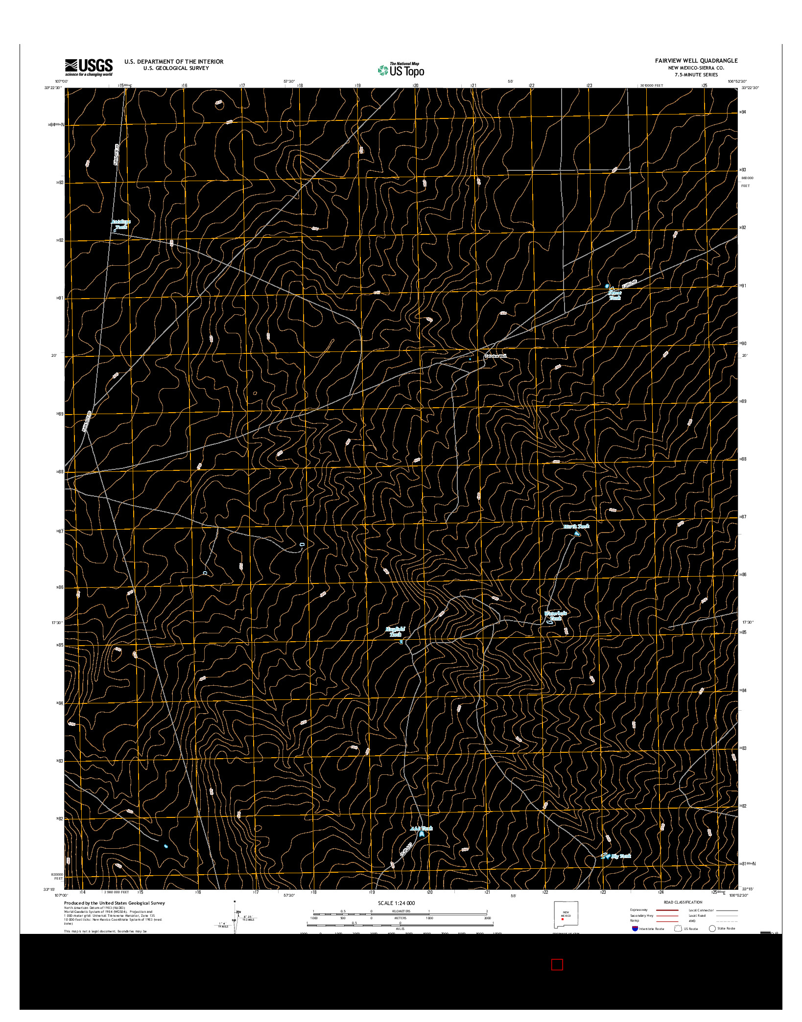 USGS US TOPO 7.5-MINUTE MAP FOR FAIRVIEW WELL, NM 2017