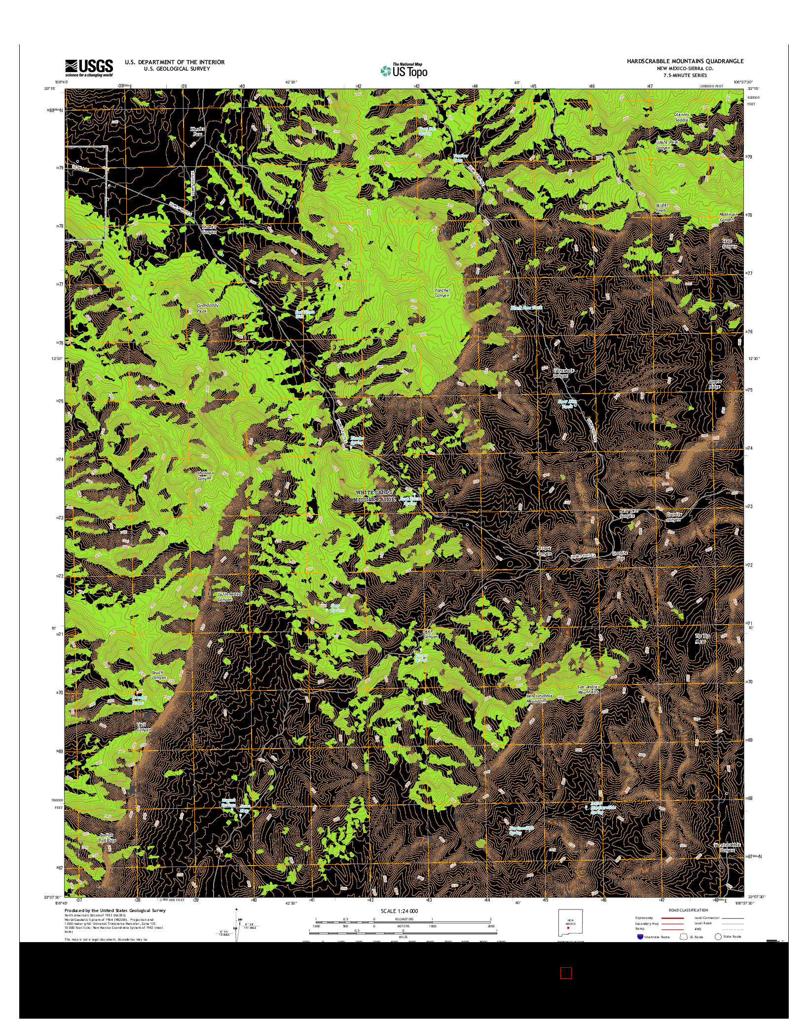 USGS US TOPO 7.5-MINUTE MAP FOR HARDSCRABBLE MOUNTAINS, NM 2017