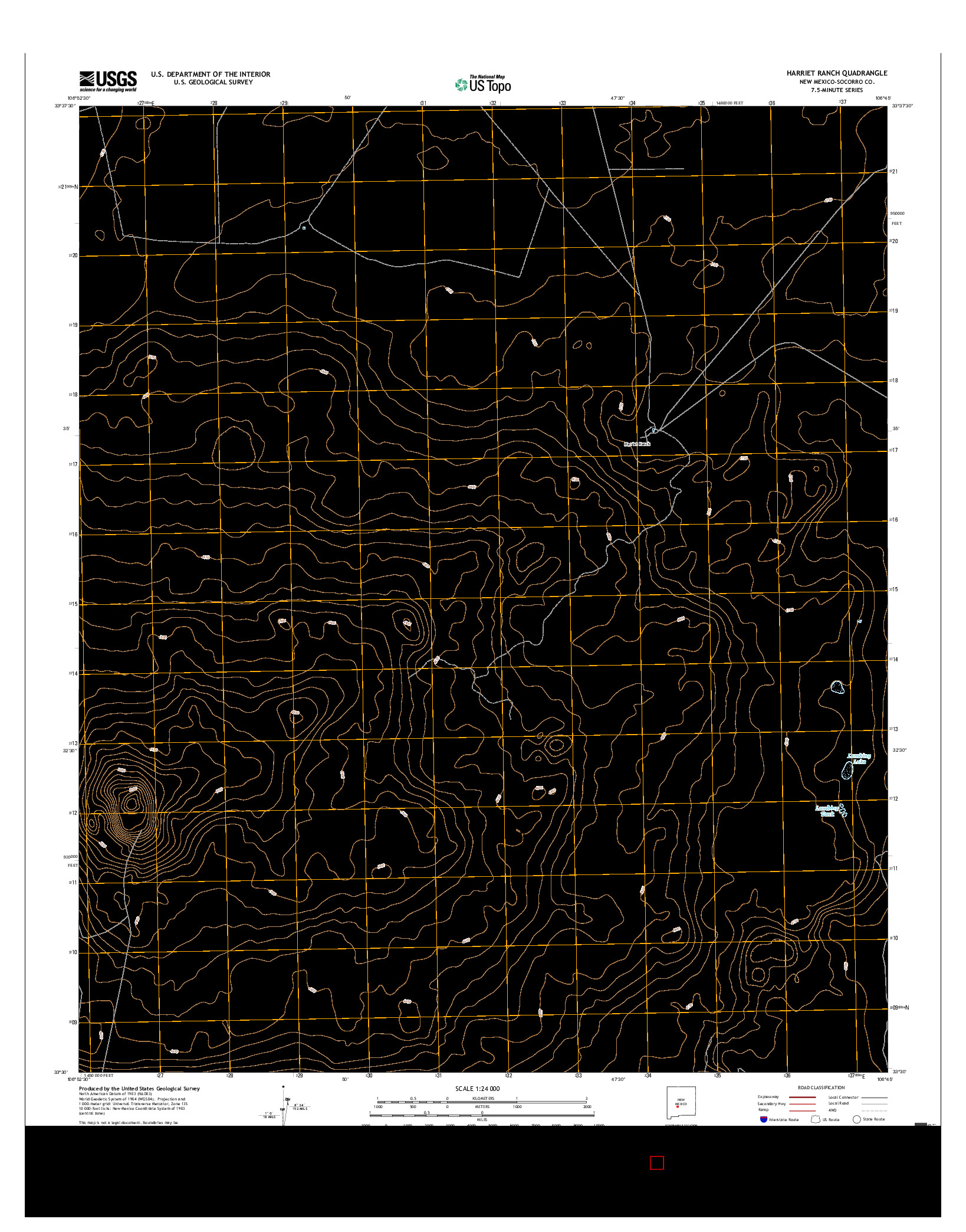 USGS US TOPO 7.5-MINUTE MAP FOR HARRIET RANCH, NM 2017