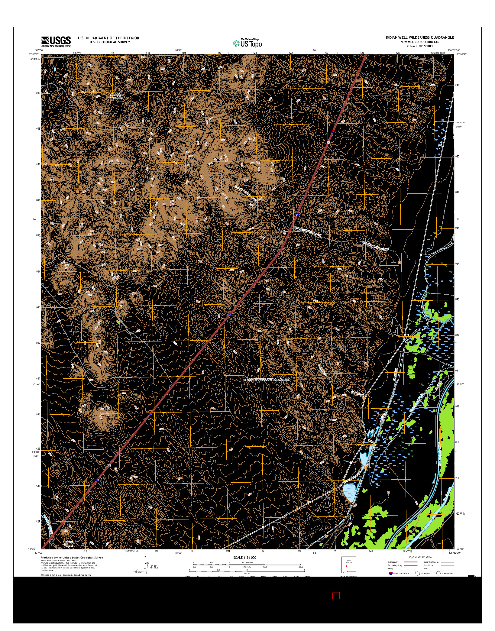 USGS US TOPO 7.5-MINUTE MAP FOR INDIAN WELL WILDERNESS, NM 2017