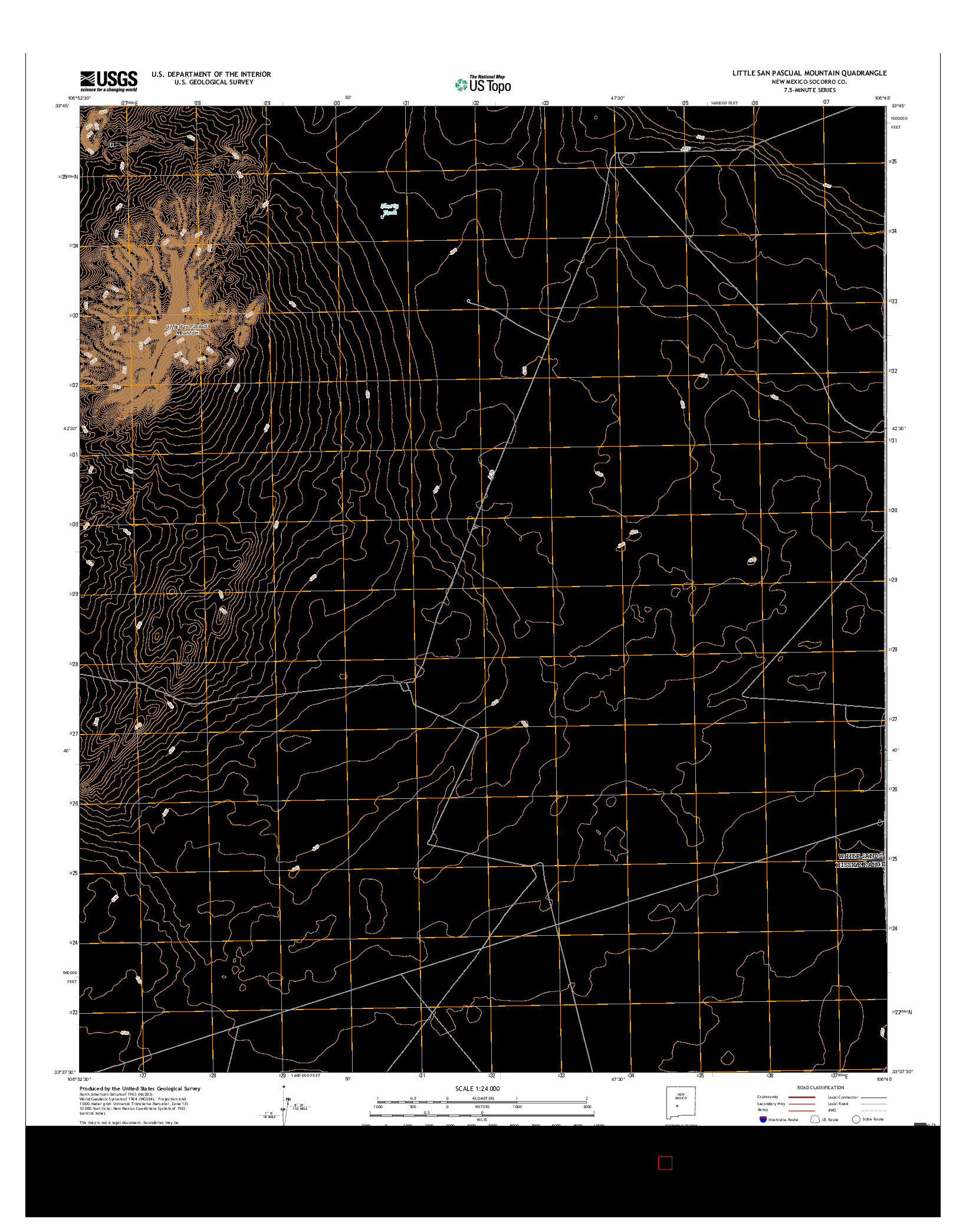 USGS US TOPO 7.5-MINUTE MAP FOR LITTLE SAN PASCUAL MOUNTAIN, NM 2017