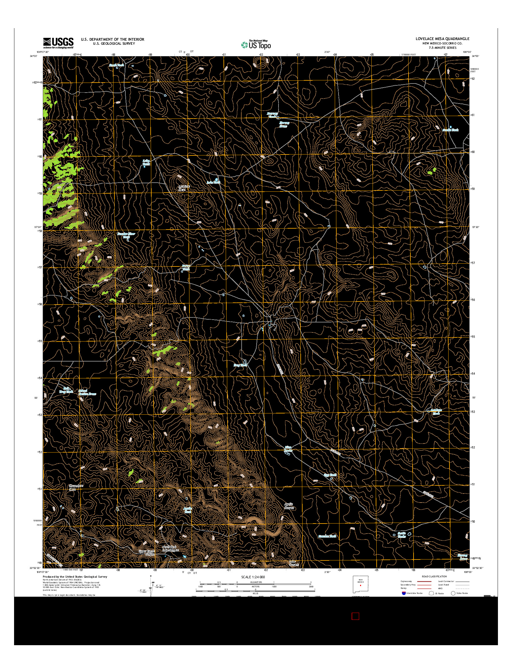 USGS US TOPO 7.5-MINUTE MAP FOR LOVELACE MESA, NM 2017