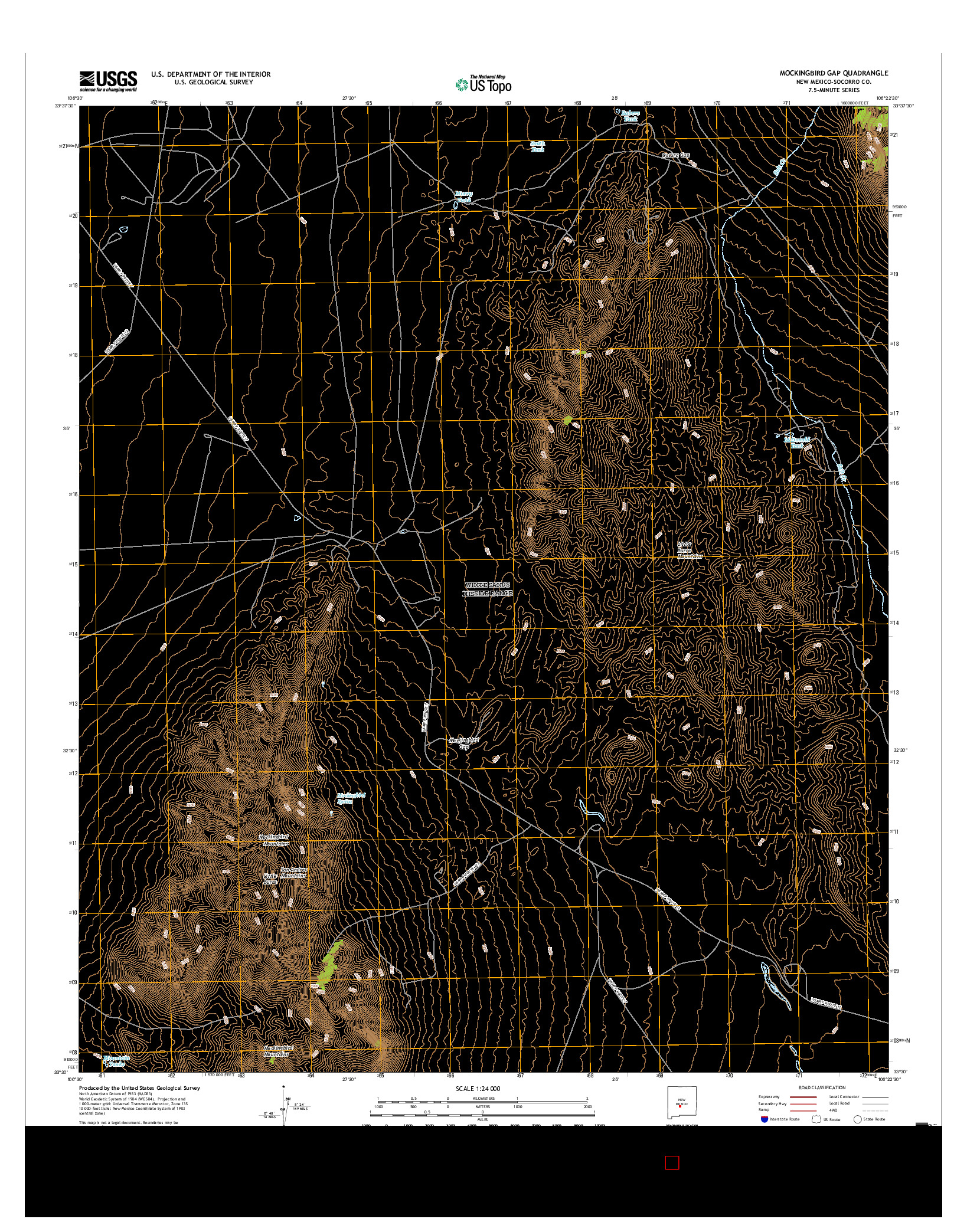 USGS US TOPO 7.5-MINUTE MAP FOR MOCKINGBIRD GAP, NM 2017